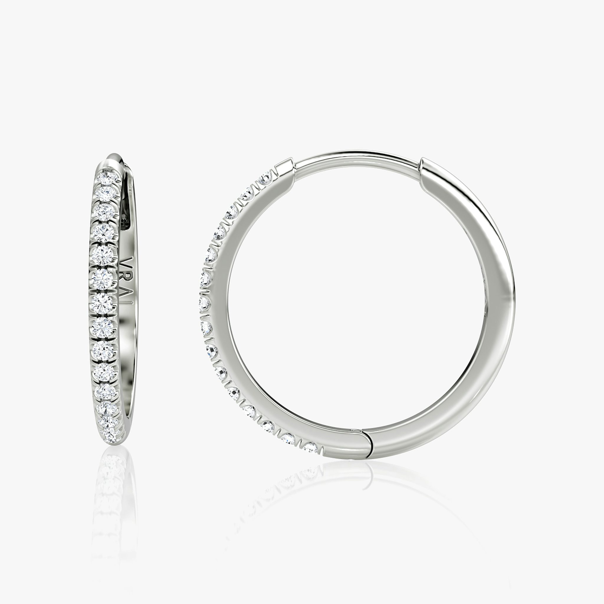 Pavé Hoops | Round Brilliant | 14k | White Gold | earringSize: 15mm