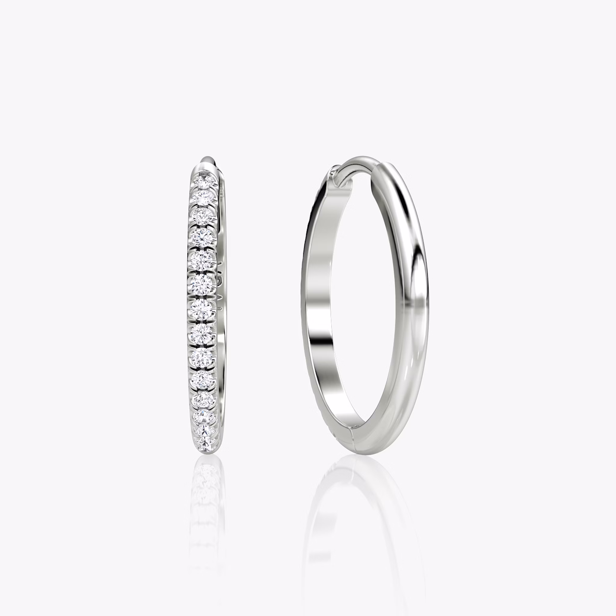 Pavé Hoops | Round Brilliant | 14k | White Gold | earringSize: 15mm