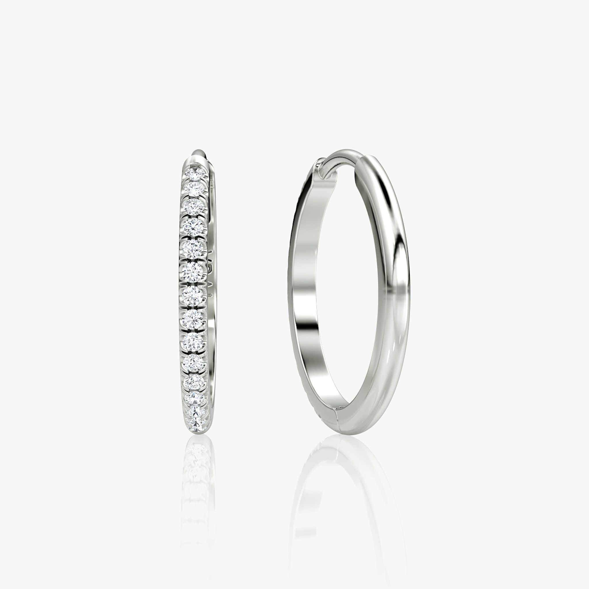 Pavé Hoops | Round Brilliant | 14k | White Gold | earringSize: 15mm