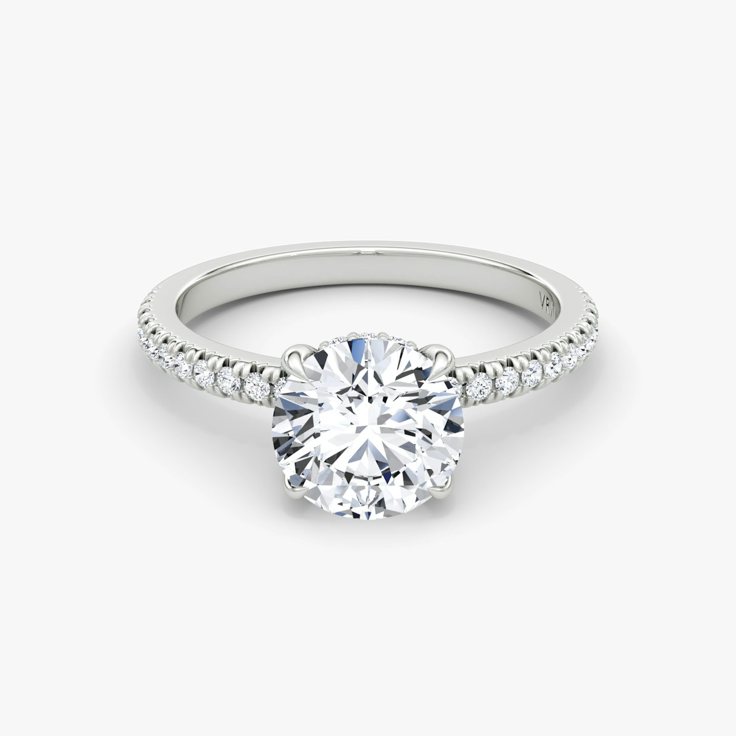 Anillo de compromiso Floating Solitaire | Brillante | Platino | bandAccent: Pavé | caratWeight: other | diamondOrientation: vertical