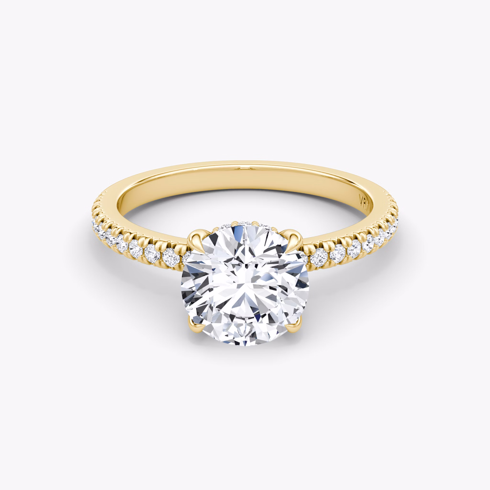 Anillo de compromiso Floating Solitaire | Brillante | 18k | Oro amarillo | bandAccent: Pavé | caratWeight: 1.0ct | diamondOrientation: vertical
