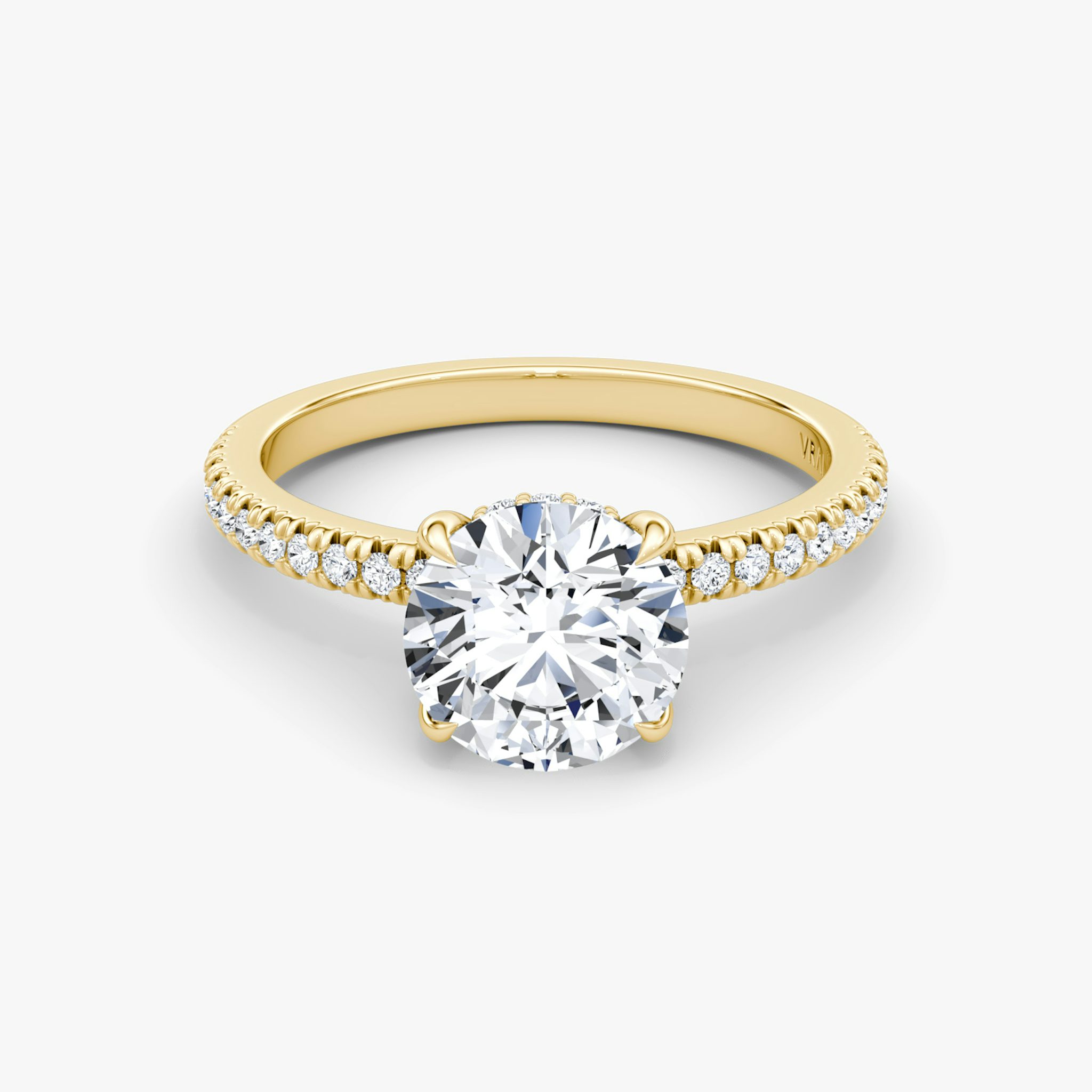 Anillo de compromiso Floating Solitaire | Brillante | 18k | Oro amarillo | bandAccent: Pavé | caratWeight: 1.0ct | diamondOrientation: vertical