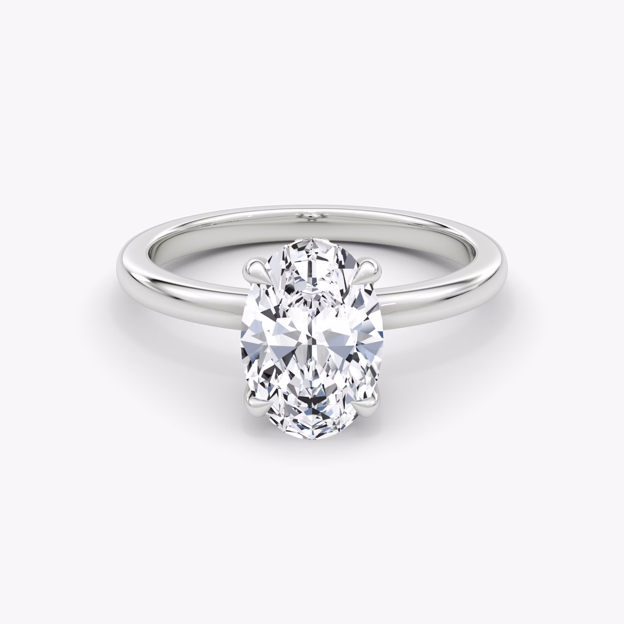 The Floating Solitaire | Oval | Platinum | bandAccent: Plain | diamondOrientation: vertical | caratWeight: other