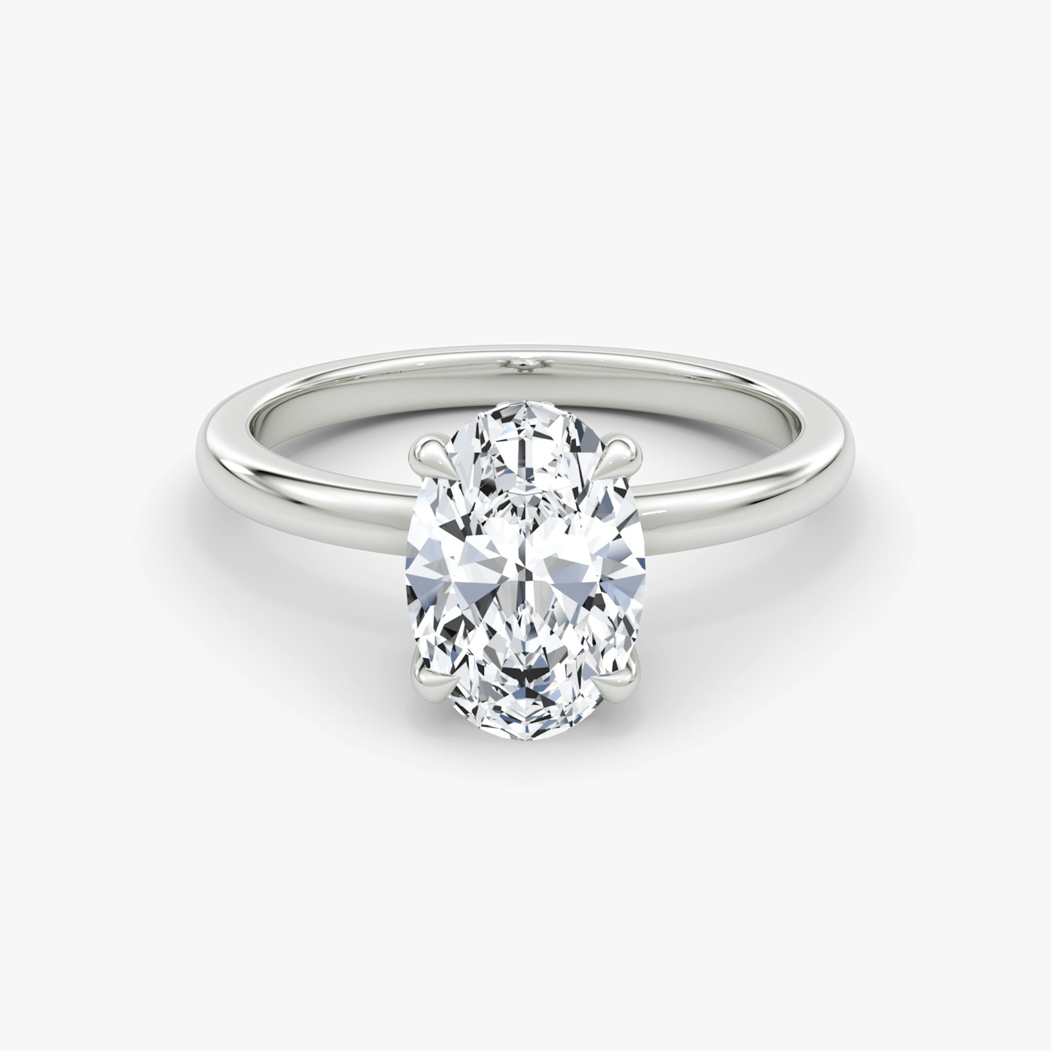 The Floating Solitaire | Oval | Platinum | bandAccent: Plain | diamondOrientation: vertical | caratWeight: other