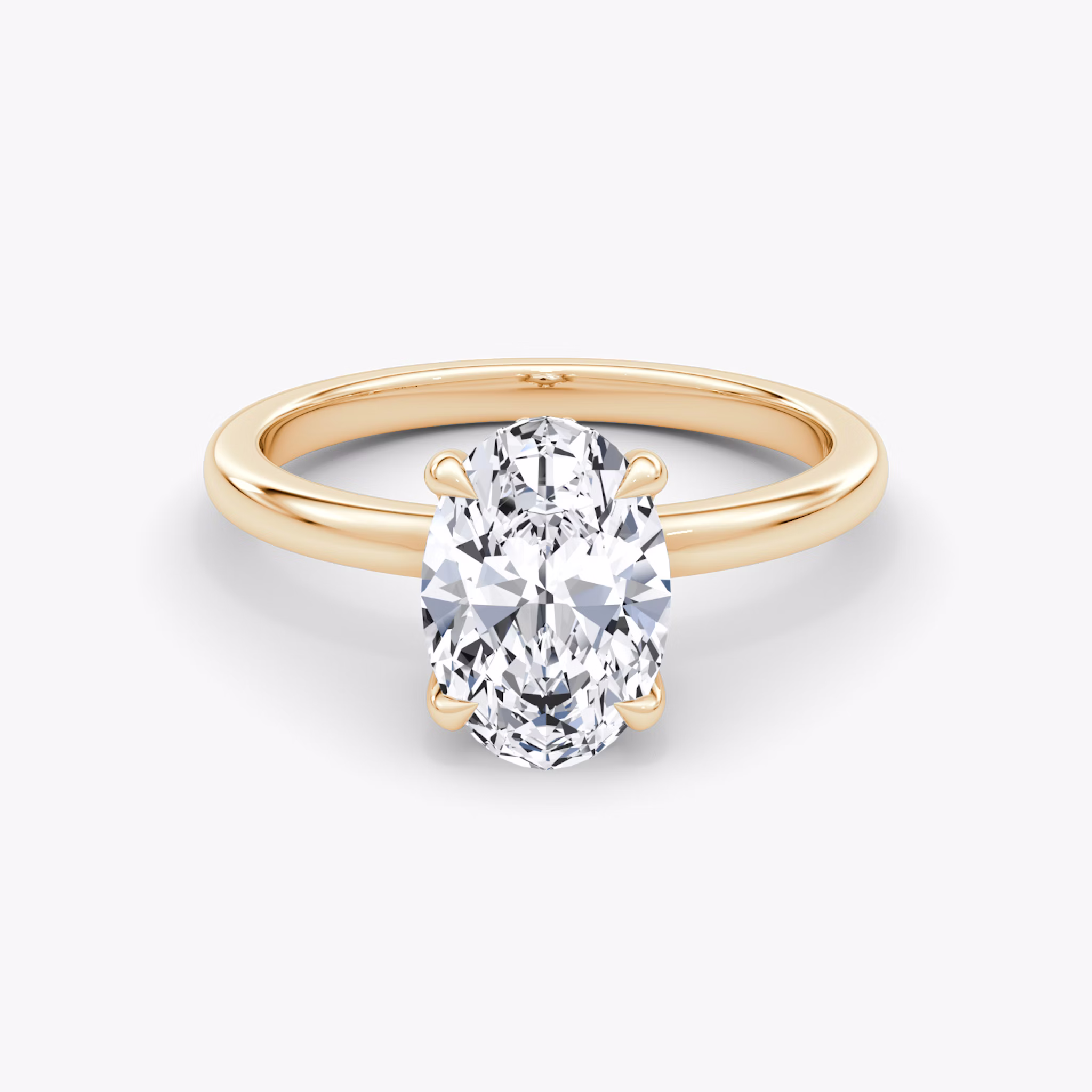 The Floating Solitaire | Oval | 14k | Rose Gold | bandAccent: Plain | diamondOrientation: vertical | caratWeight: other