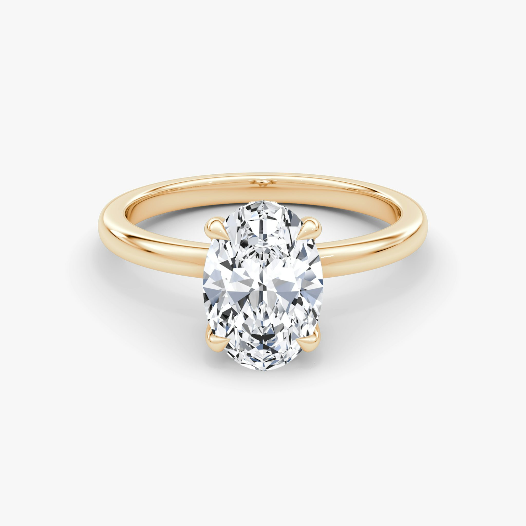 The Floating Solitaire | Oval | 14k | Rose Gold | bandAccent: Plain | diamondOrientation: vertical | caratWeight: other