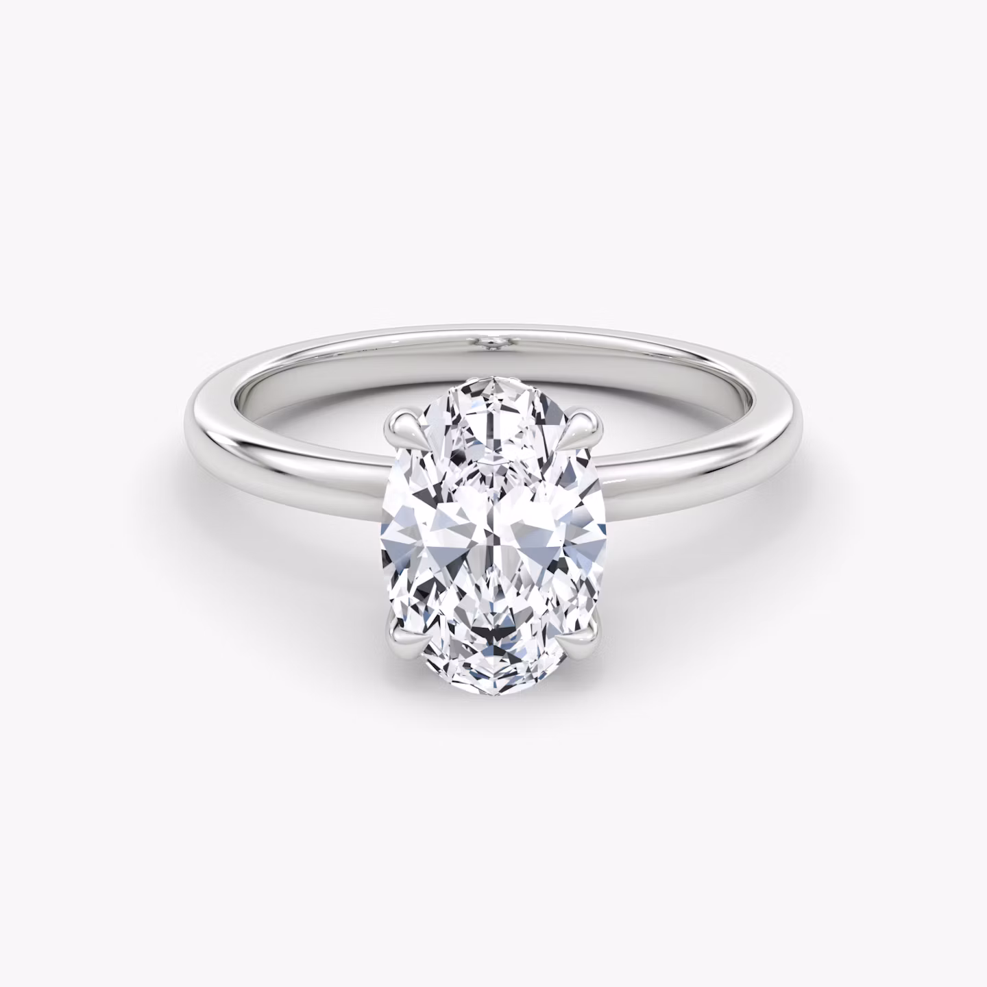 The Floating Solitaire | Oval | 18k | White Gold | bandAccent: Plain | diamondOrientation: vertical | caratWeight: other