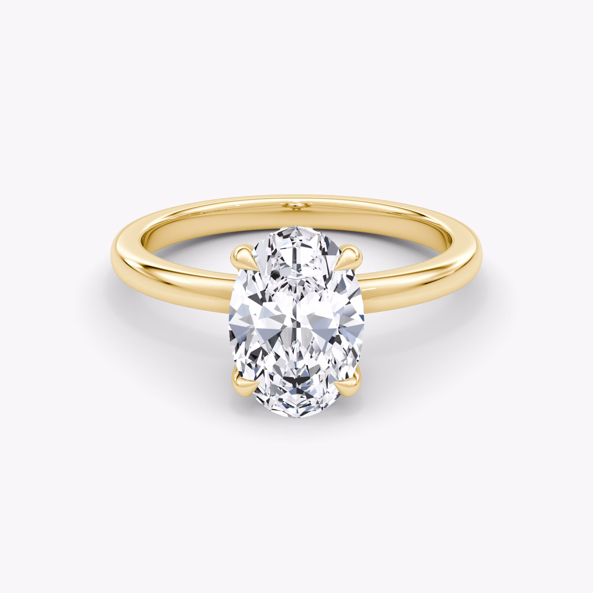 The Floating Solitaire | Oval | 18k | Yellow Gold | bandAccent: Plain | diamondOrientation: vertical | caratWeight: other