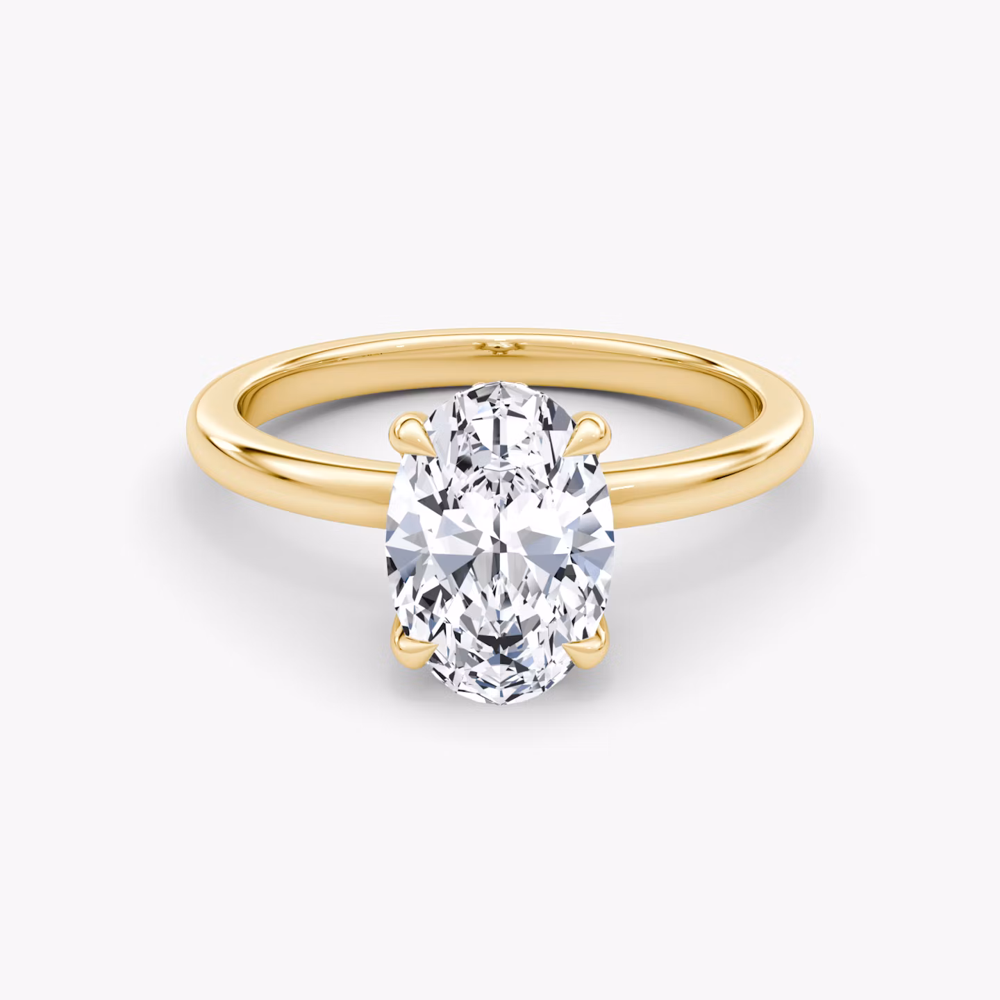 The Floating Solitaire | Oval | 18k | Yellow Gold | bandAccent: Plain | diamondOrientation: vertical | caratWeight: other