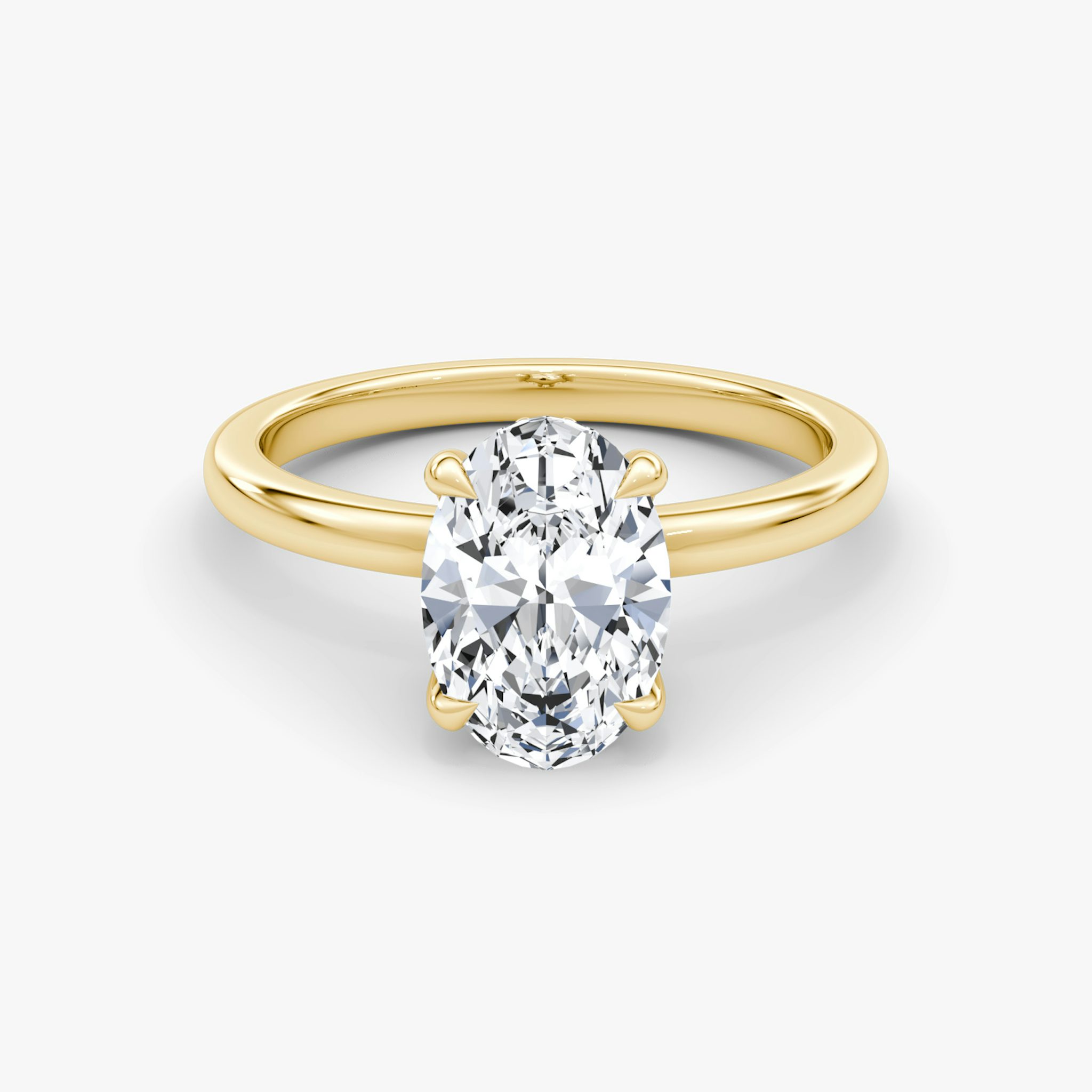 The Floating Solitaire | Oval | 18k | Yellow Gold | bandAccent: Plain | diamondOrientation: vertical | caratWeight: other