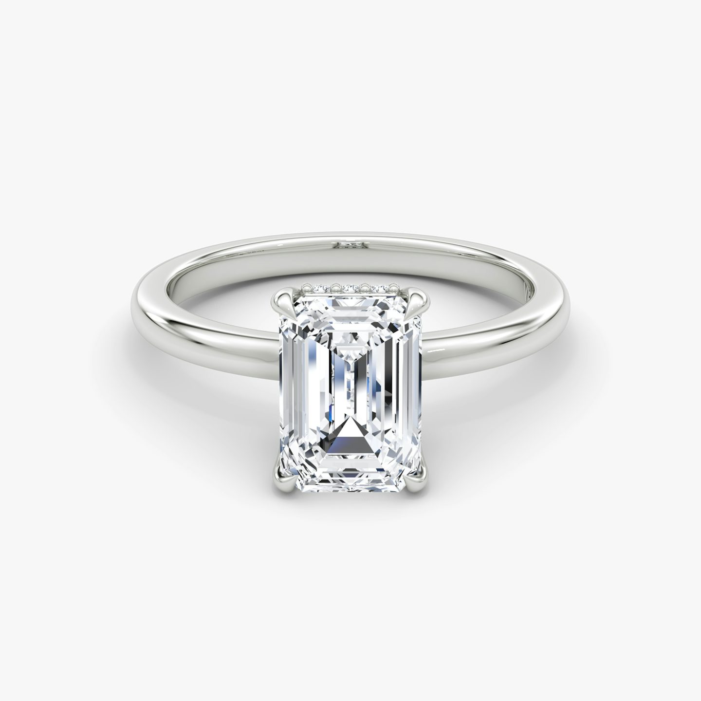 The Floating Solitaire | Emerald | Platinum | bandAccent: Plain | diamondOrientation: vertical | caratWeight: other