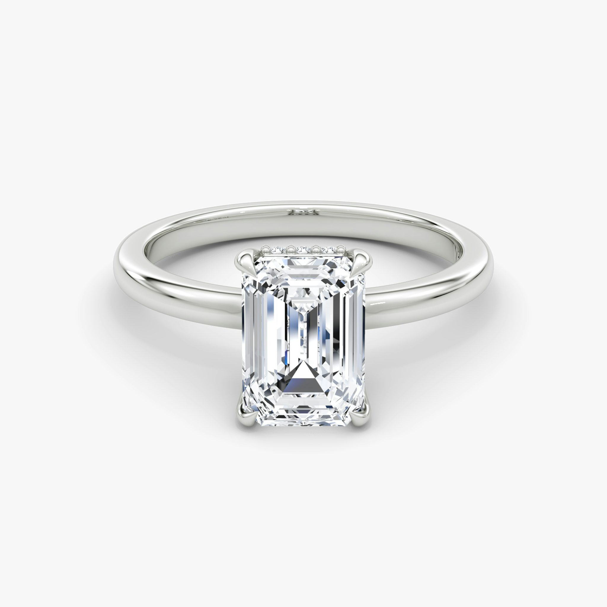 The Floating Solitaire | Emerald | Platinum | bandAccent: Plain | diamondOrientation: vertical | caratWeight: other
