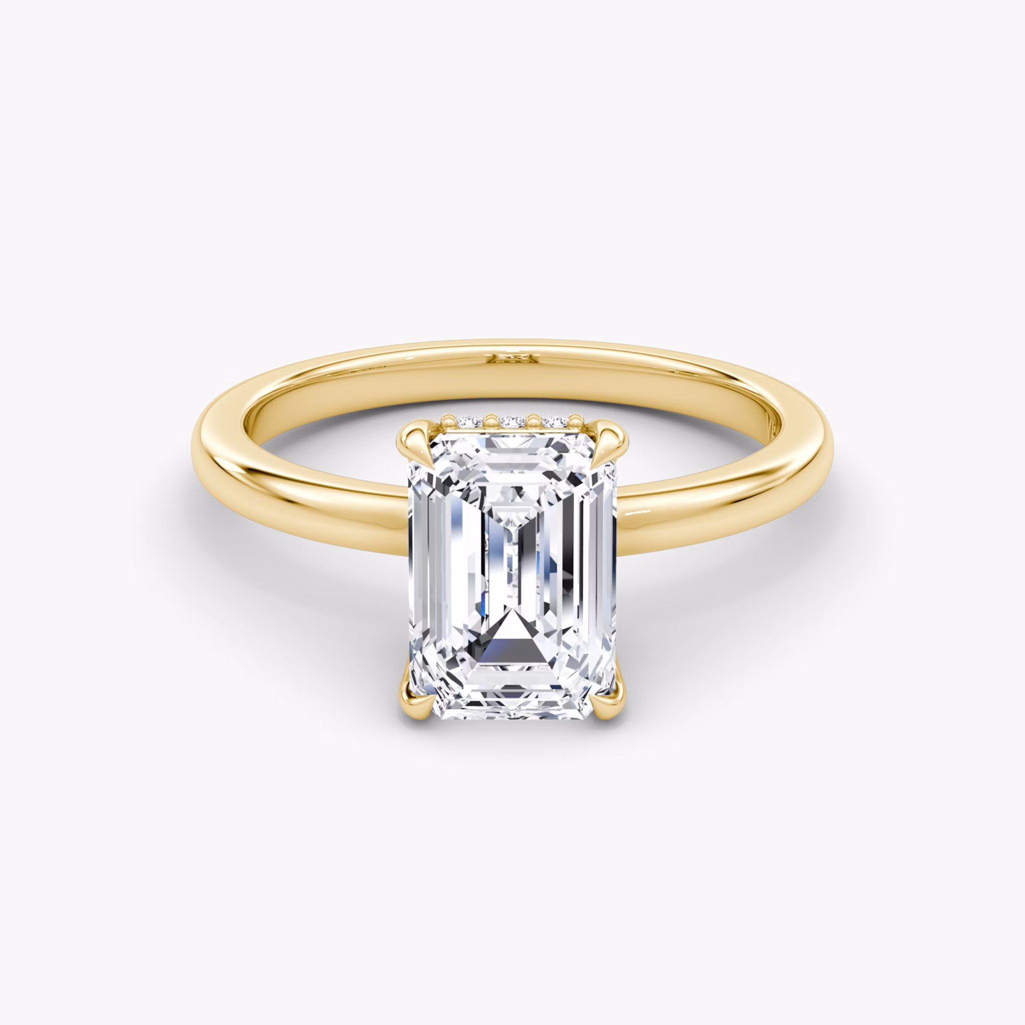 The Floating Solitaire | Emerald | 18k | Yellow Gold | bandAccent: Plain | diamondOrientation: vertical | caratWeight: other