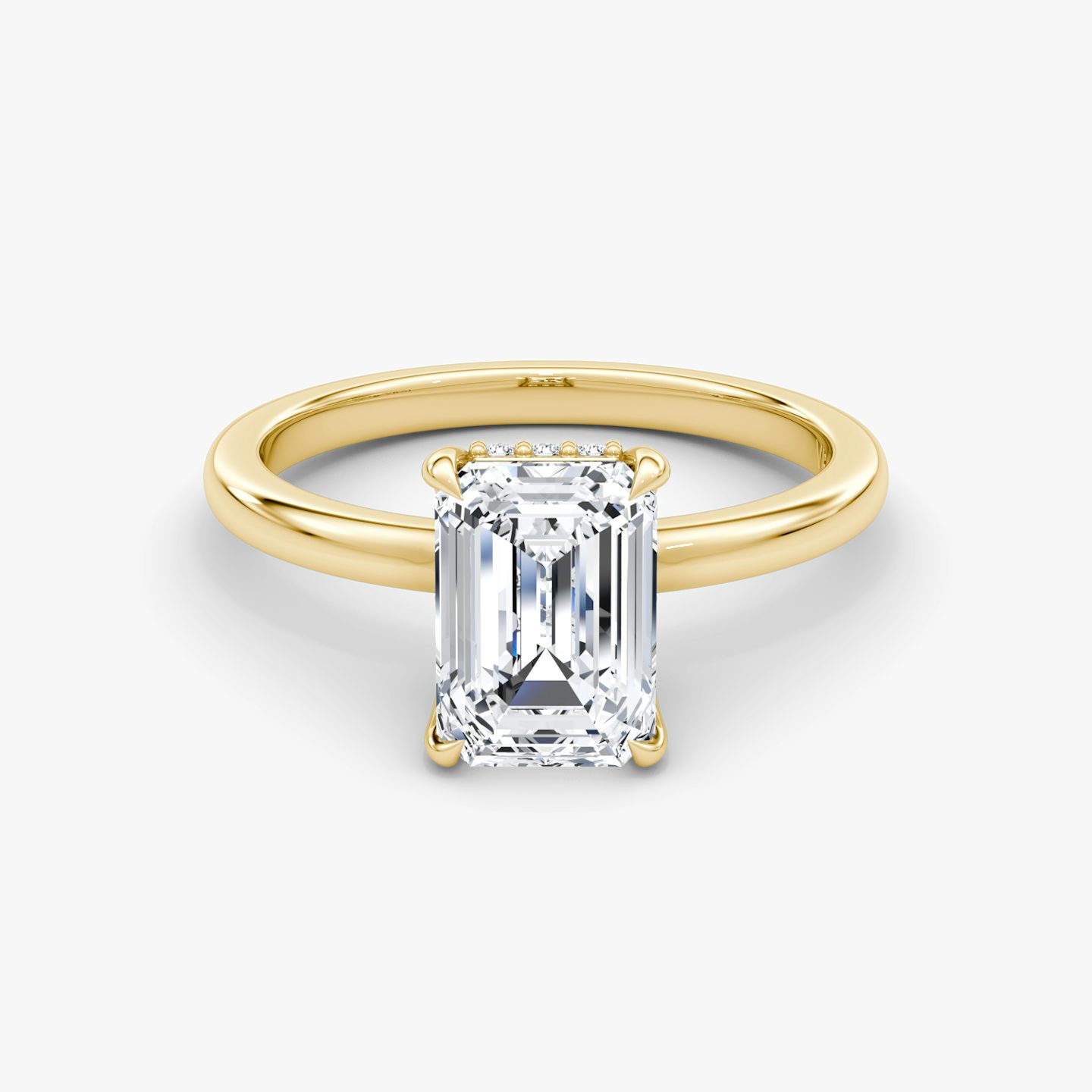 The Floating Solitaire | Emerald | 18k | Yellow Gold | bandAccent: Plain | diamondOrientation: vertical | caratWeight: other