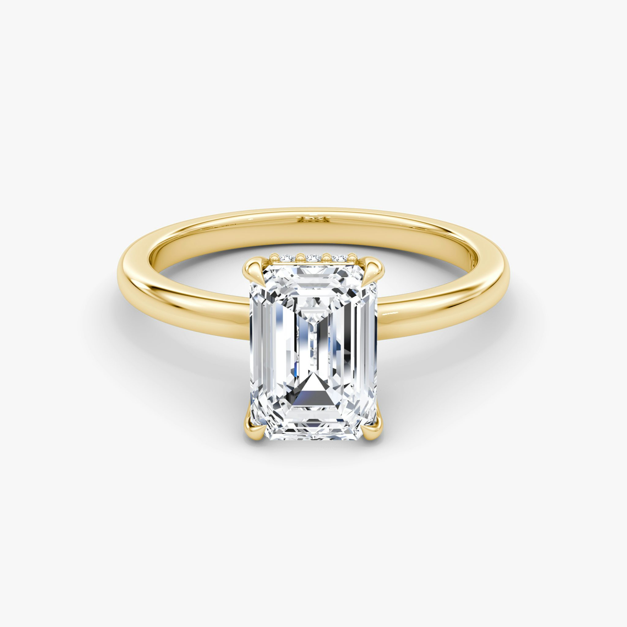 The Floating Solitaire | Emerald | 18k | Yellow Gold | bandAccent: Plain | diamondOrientation: vertical | caratWeight: other