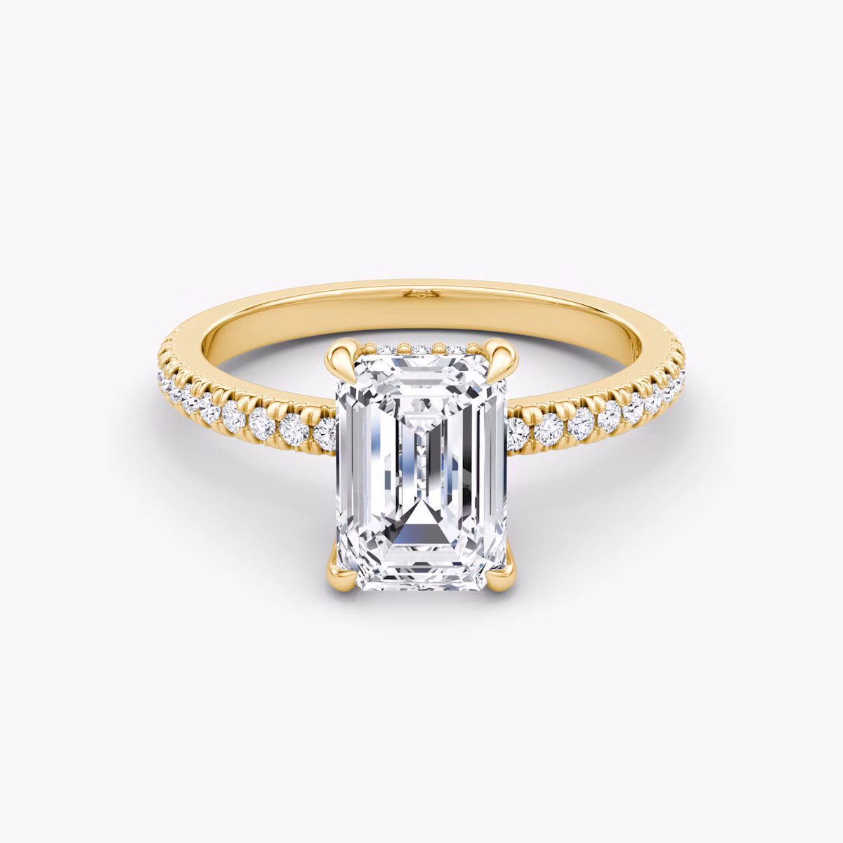 Anillo de compromiso Floating Solitaire | Esmeralda | 18k | Oro amarillo | bandAccent: Pavé | diamondOrientation: vertical | caratWeight: other
