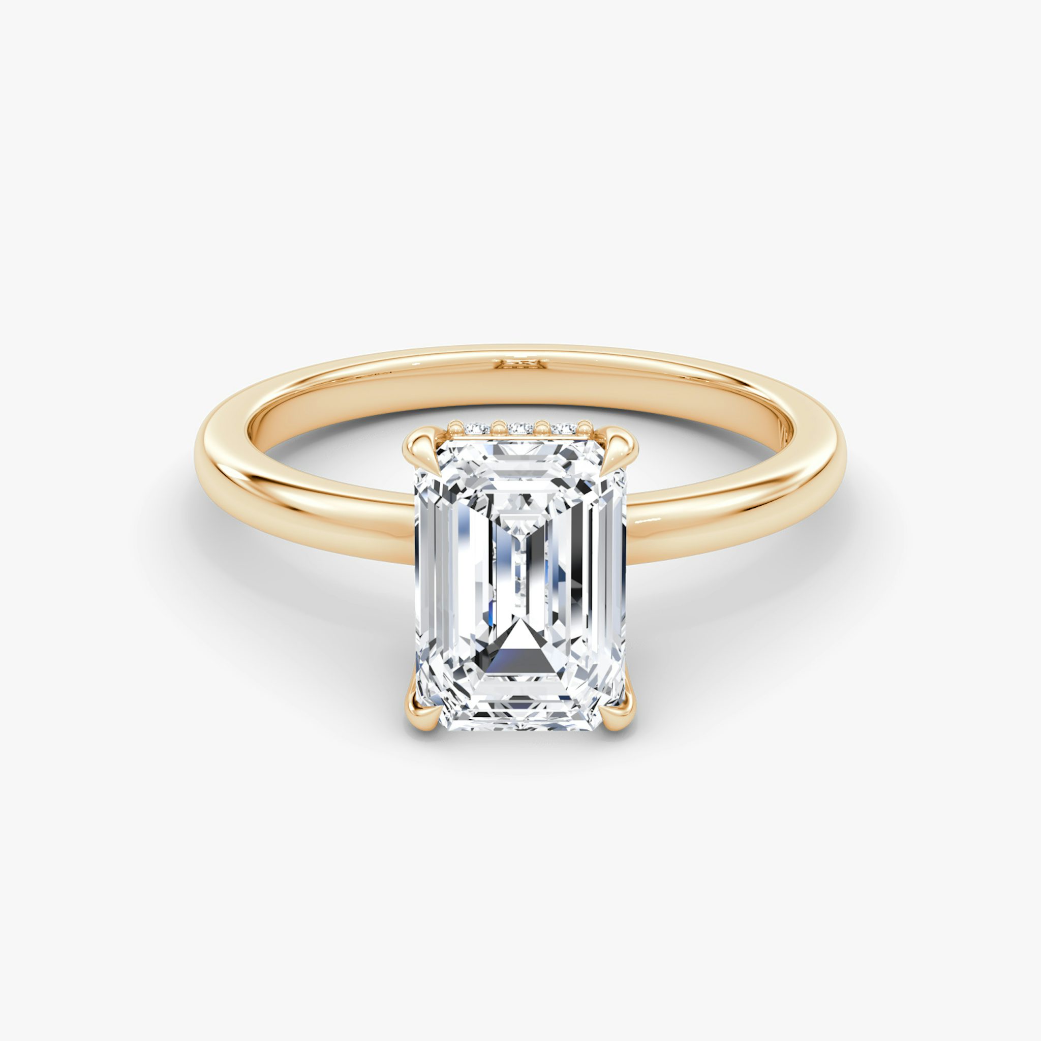 The Floating Solitaire | Emerald | 14k | Rose Gold | bandAccent: Plain | diamondOrientation: vertical | caratWeight: other