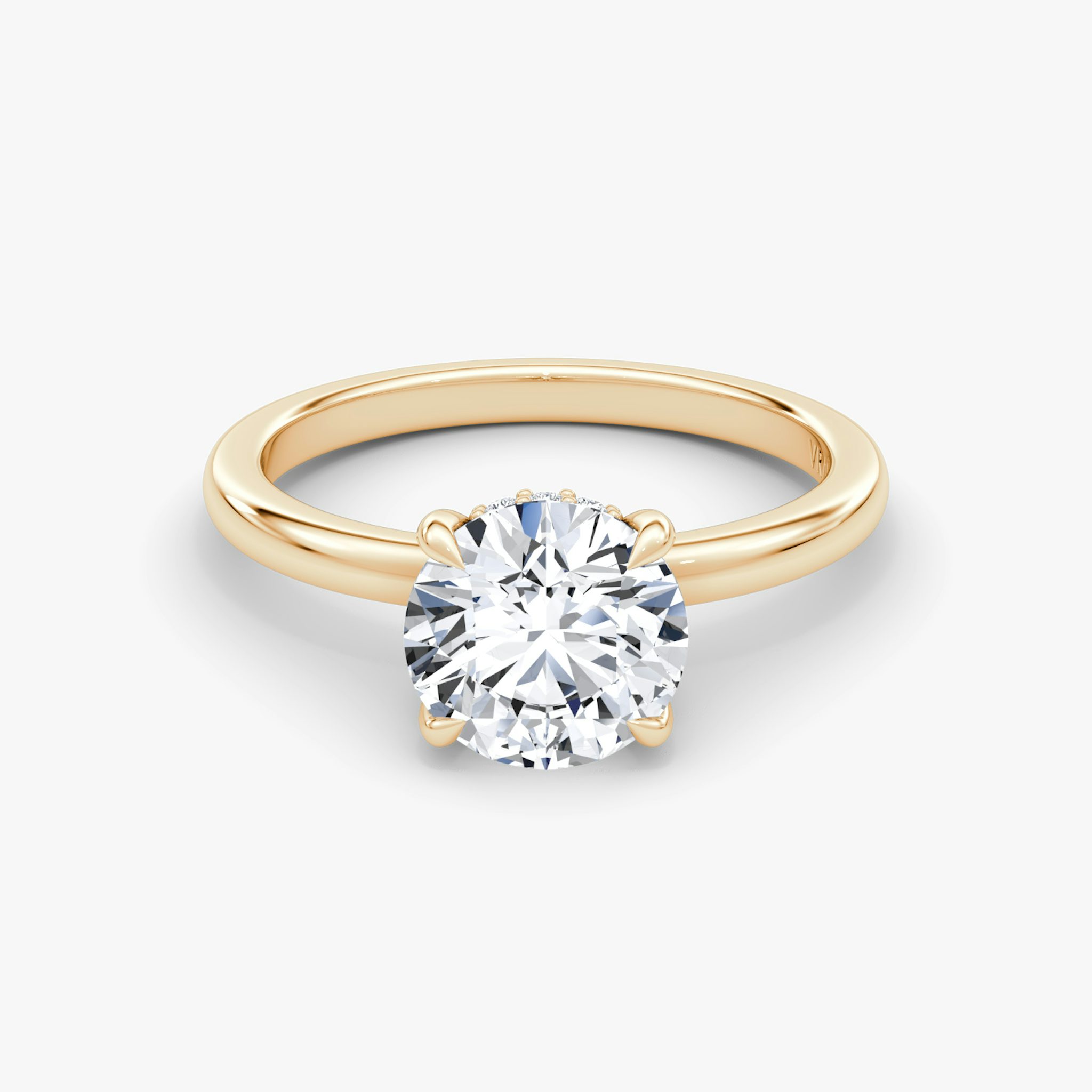 The Floating Solitaire | Round Brilliant | 14k | Rose Gold | bandAccent: Plain | caratWeight: other | diamondOrientation: vertical