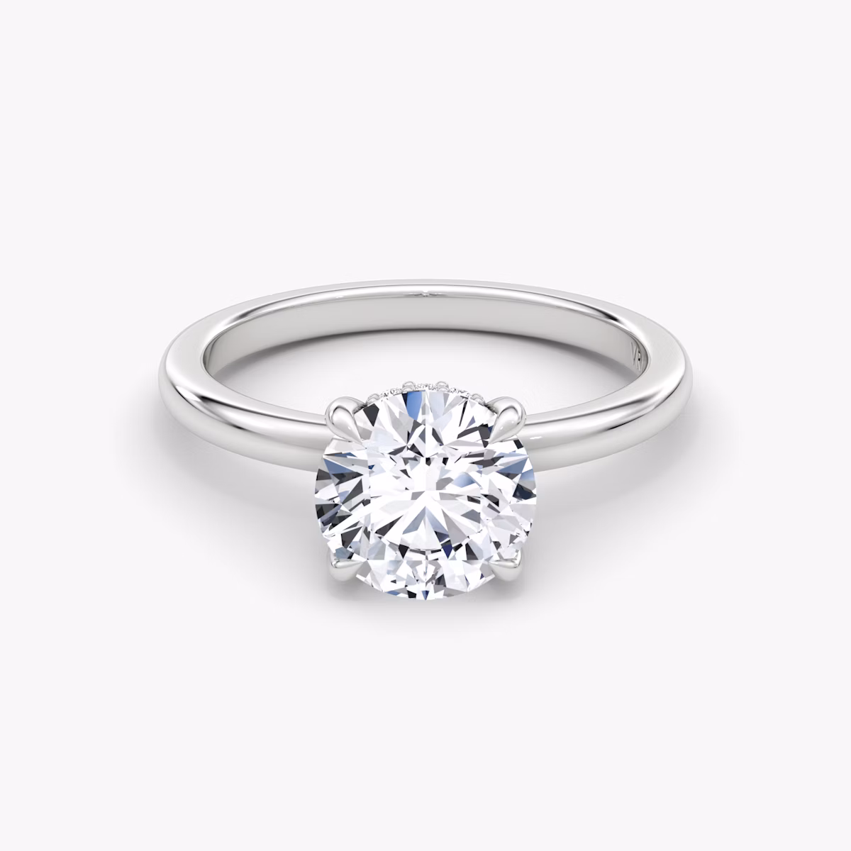 The Floating Solitaire | Round Brilliant | 18k | White Gold | bandAccent: Plain | caratWeight: other | diamondOrientation: vertical