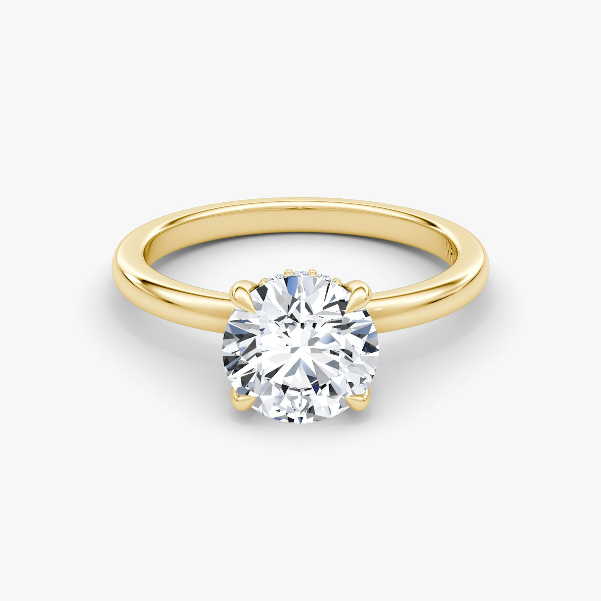 The Floating Solitaire | Round Brilliant | 18k | Yellow Gold | bandAccent: Plain | caratWeight: other | diamondOrientation: vertical