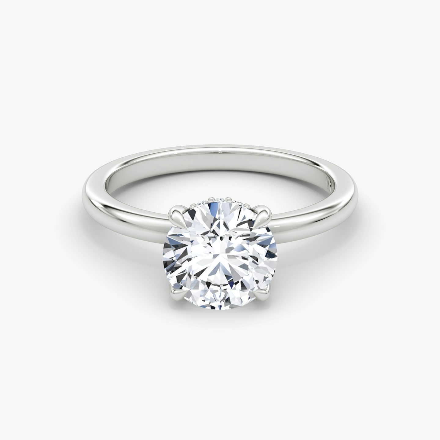 The Floating Solitaire | Round Brilliant | Platinum | bandAccent: Plain | caratWeight: 2.0ct | diamondOrientation: vertical