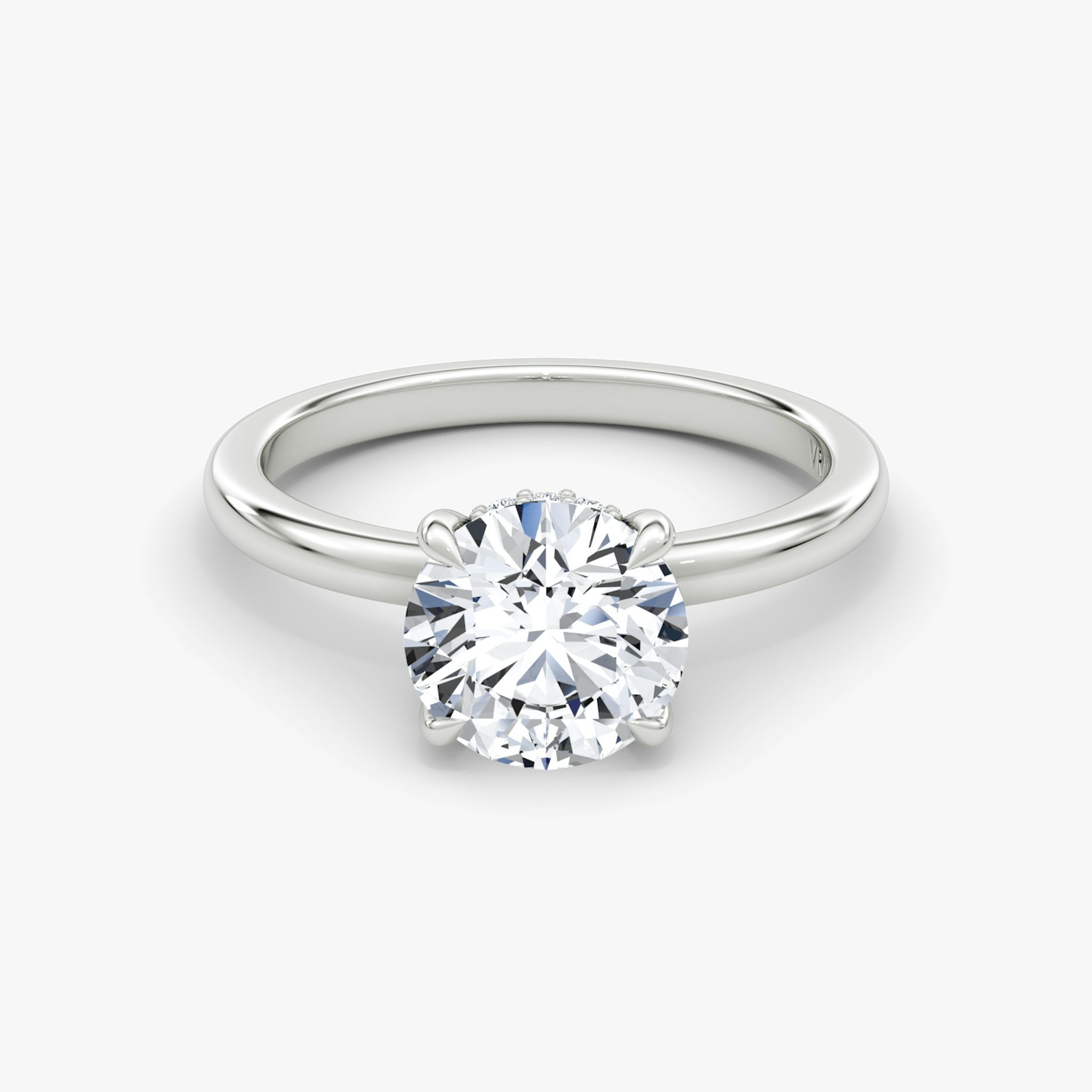 The Floating Solitaire | Round Brilliant | 18k | White Gold | bandAccent: Plain | caratWeight: 2.0ct | diamondOrientation: vertical