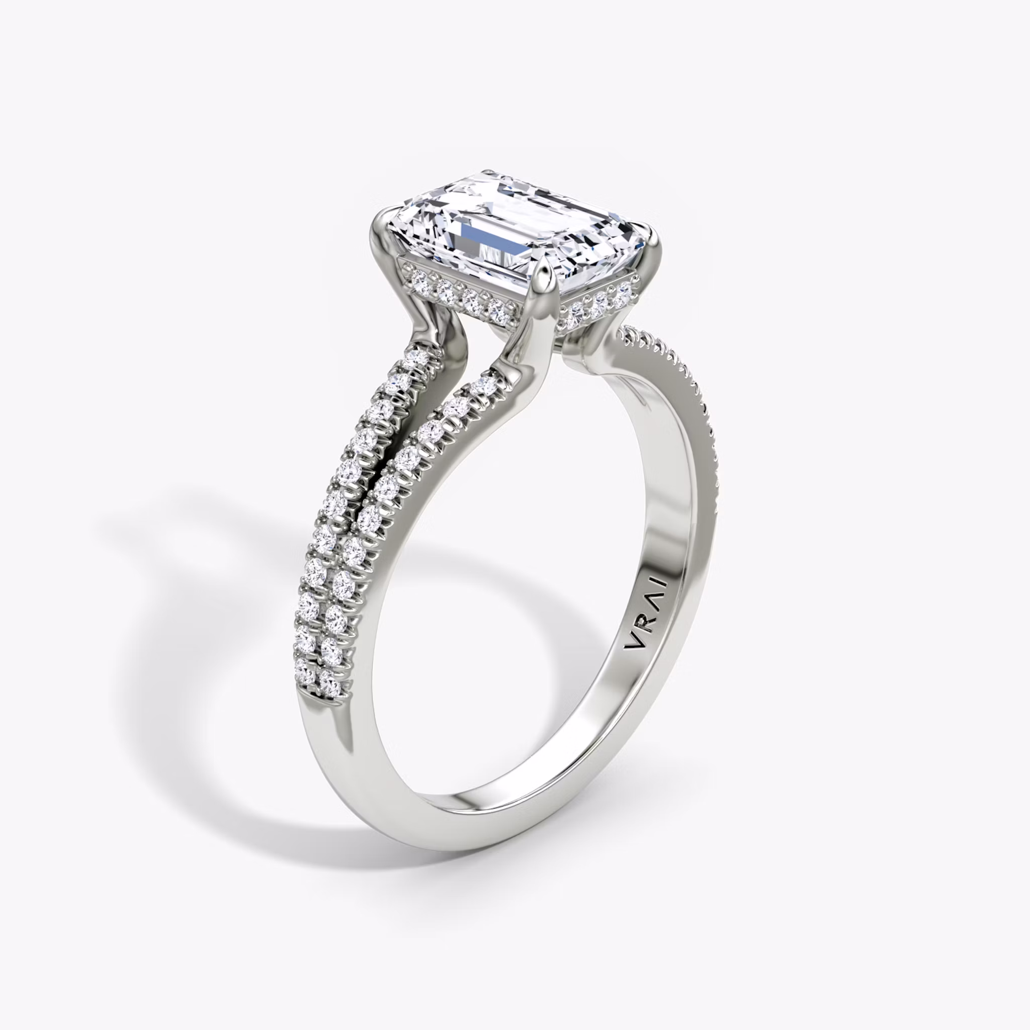 Floating Split Band Emerald | White Gold