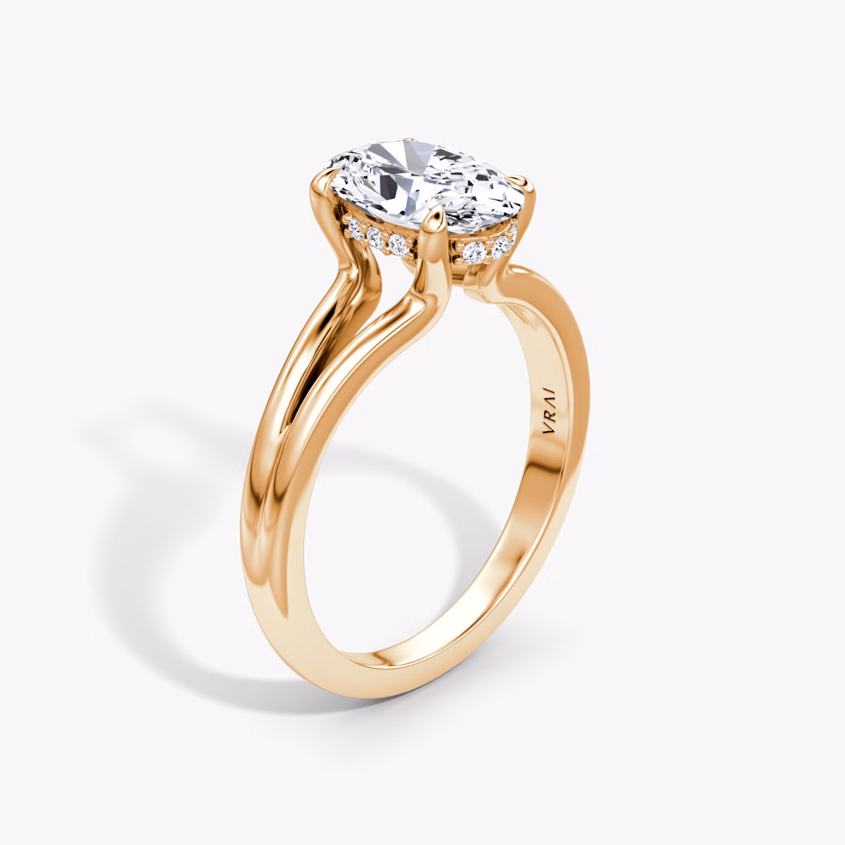 The Floating Split Band | Oval | 14k | Rose Gold | bandAccent: Plain | diamondOrientation: vertical | caratWeight: other