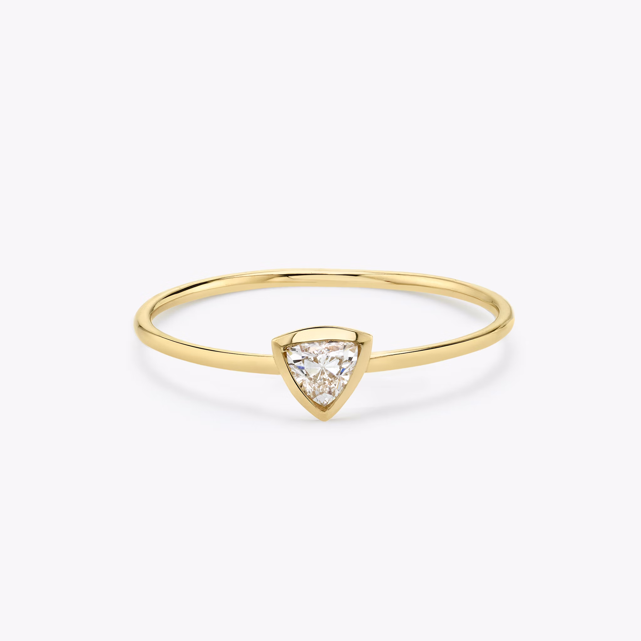 Knife-Edge Bezel Ring | Trillion | 14k | Yellow Gold