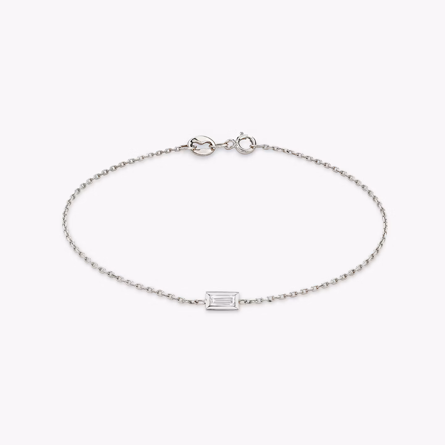 Knife-Edge Bezel Bracelet | Baguette | 14k | White Gold | chainLength: 6.5