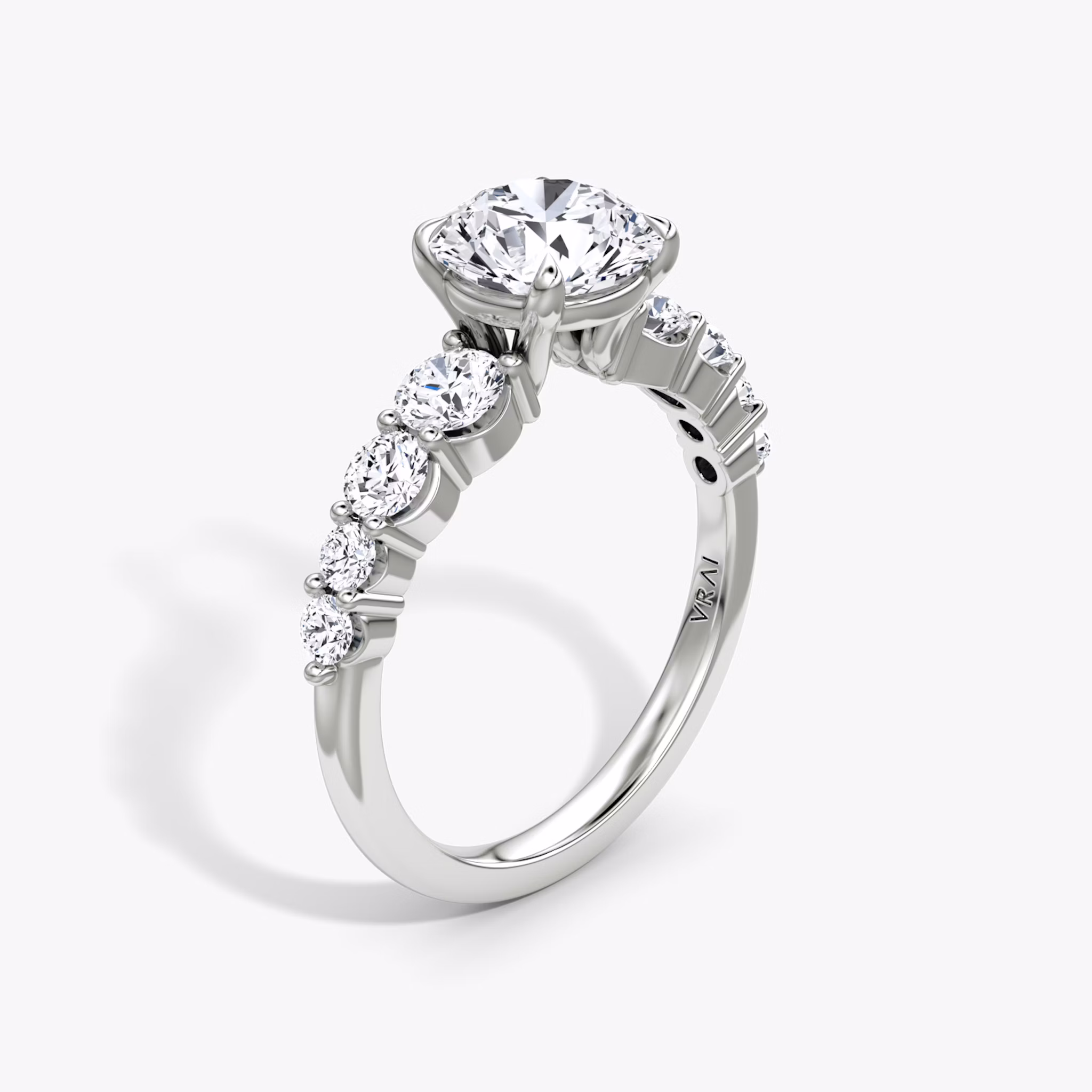 The Graduated Band | Round Brilliant | 18k | White Gold | bandAccent: Plain | caratWeight: other | diamondOrientation: vertical