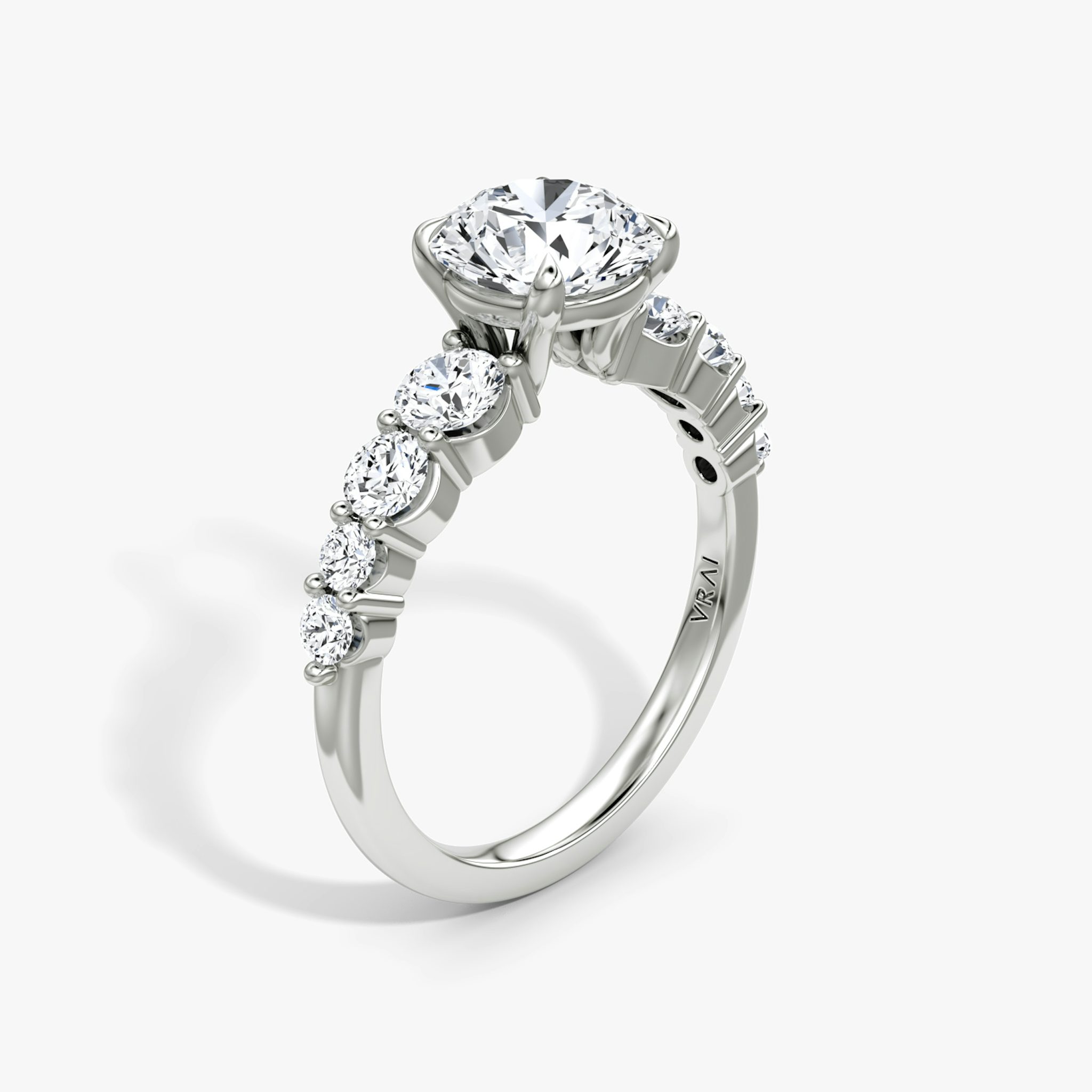 The Graduated Band | Round Brilliant | 18k | White Gold | bandAccent: Plain | caratWeight: other | diamondOrientation: vertical