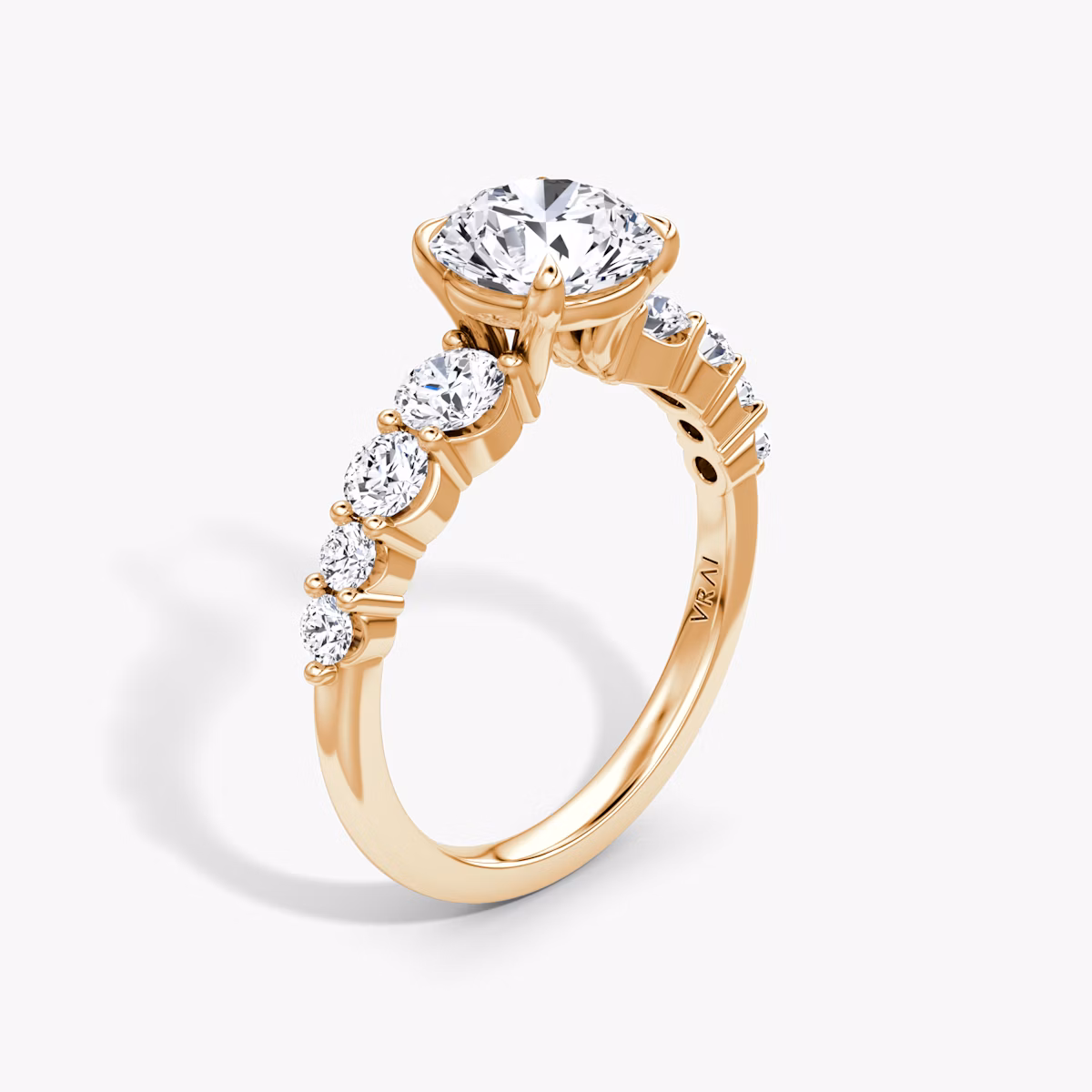 The Graduated Band | Round Brilliant | 14k | Rose Gold | bandAccent: Plain | caratWeight: 1.0ct | diamondOrientation: vertical