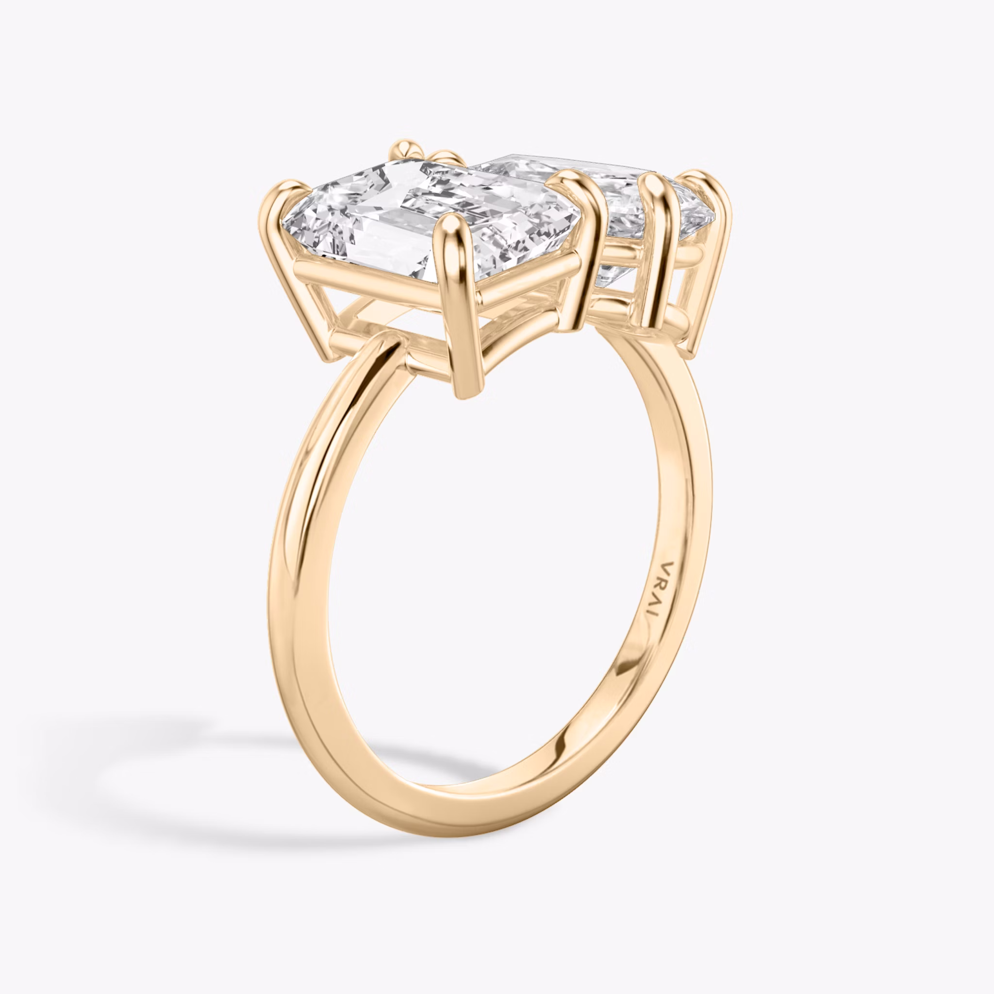 The Toi et Moi | Emerald and Pear | 14k | Rose Gold | bandAccent: Plain | diamondOrientation: vertical | caratWeight: other