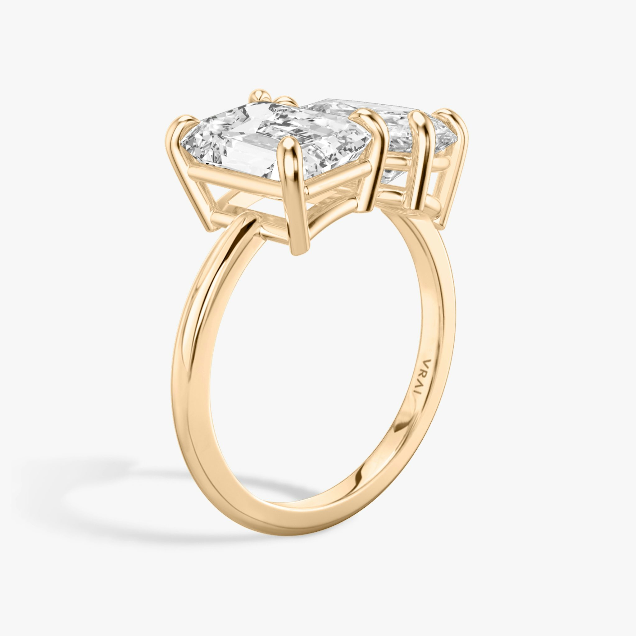 The Toi et Moi | Emerald and Pear | 14k | Rose Gold | bandAccent: Plain | diamondOrientation: vertical | caratWeight: other