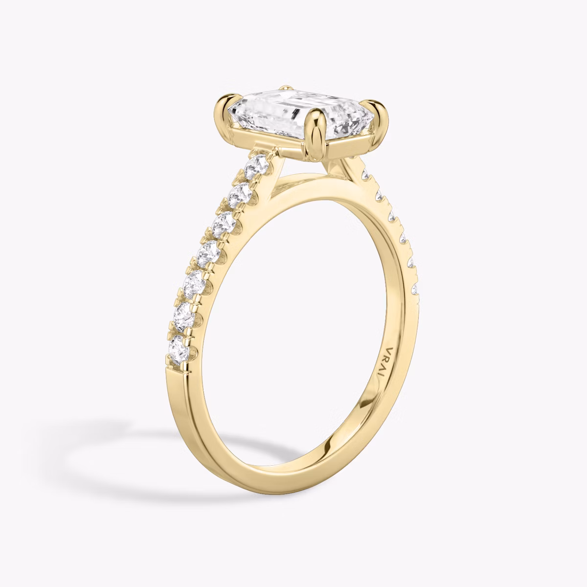 The Cathedral | Emerald | 18k | Yellow Gold | bandAccent: Pavé | diamondOrientation: vertical | caratWeight: other