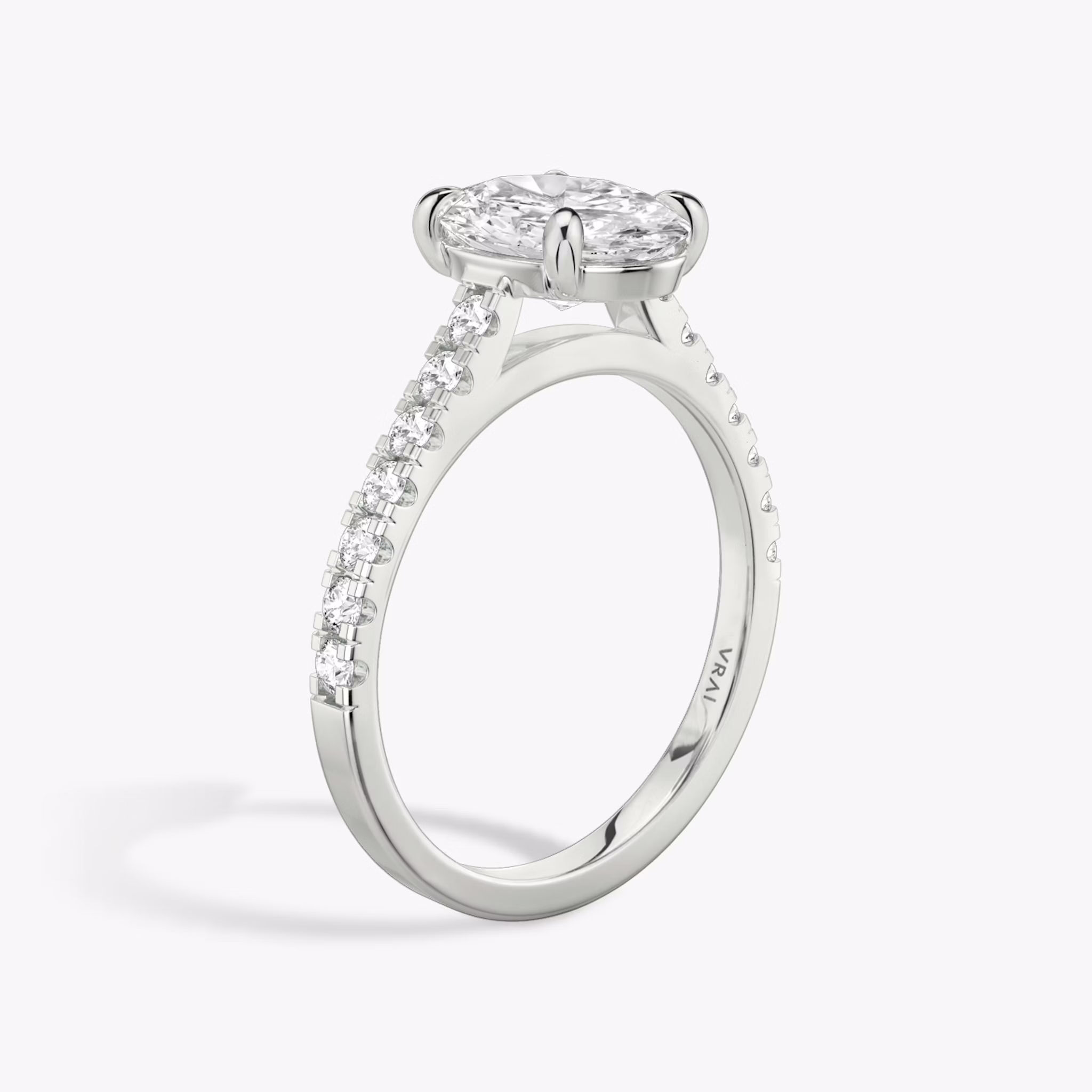 The Cathedral | Oval | 18k | White Gold | bandAccent: Pavé | diamondOrientation: vertical | caratWeight: other