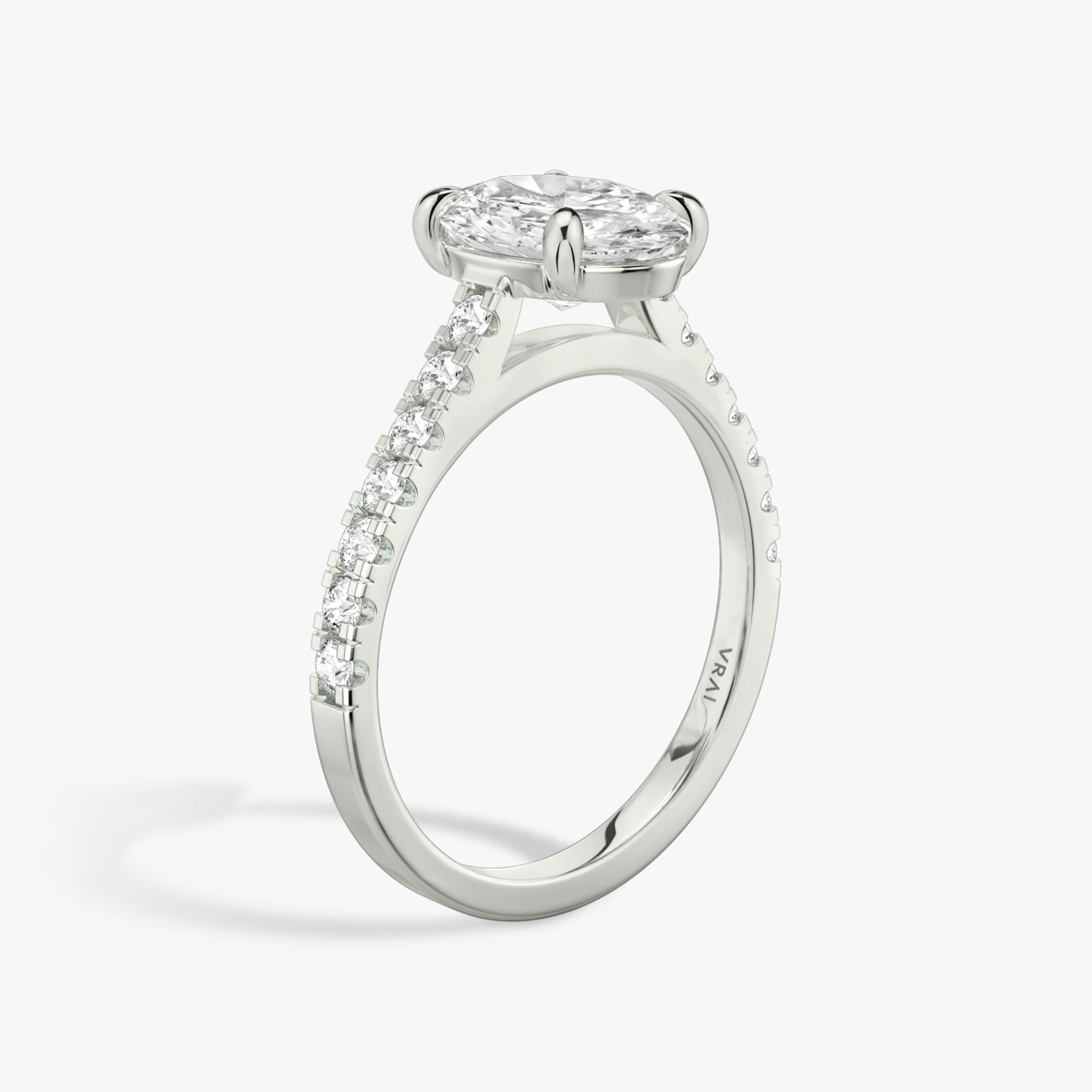 The Cathedral | Oval | 18k | White Gold | bandAccent: Pavé | diamondOrientation: vertical | caratWeight: other