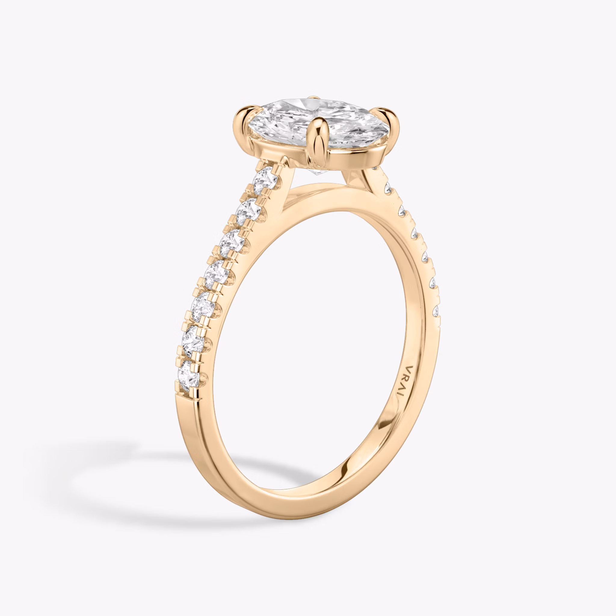 The Cathedral | Oval | 14k | Rose Gold | bandAccent: Pavé | diamondOrientation: vertical | caratWeight: other
