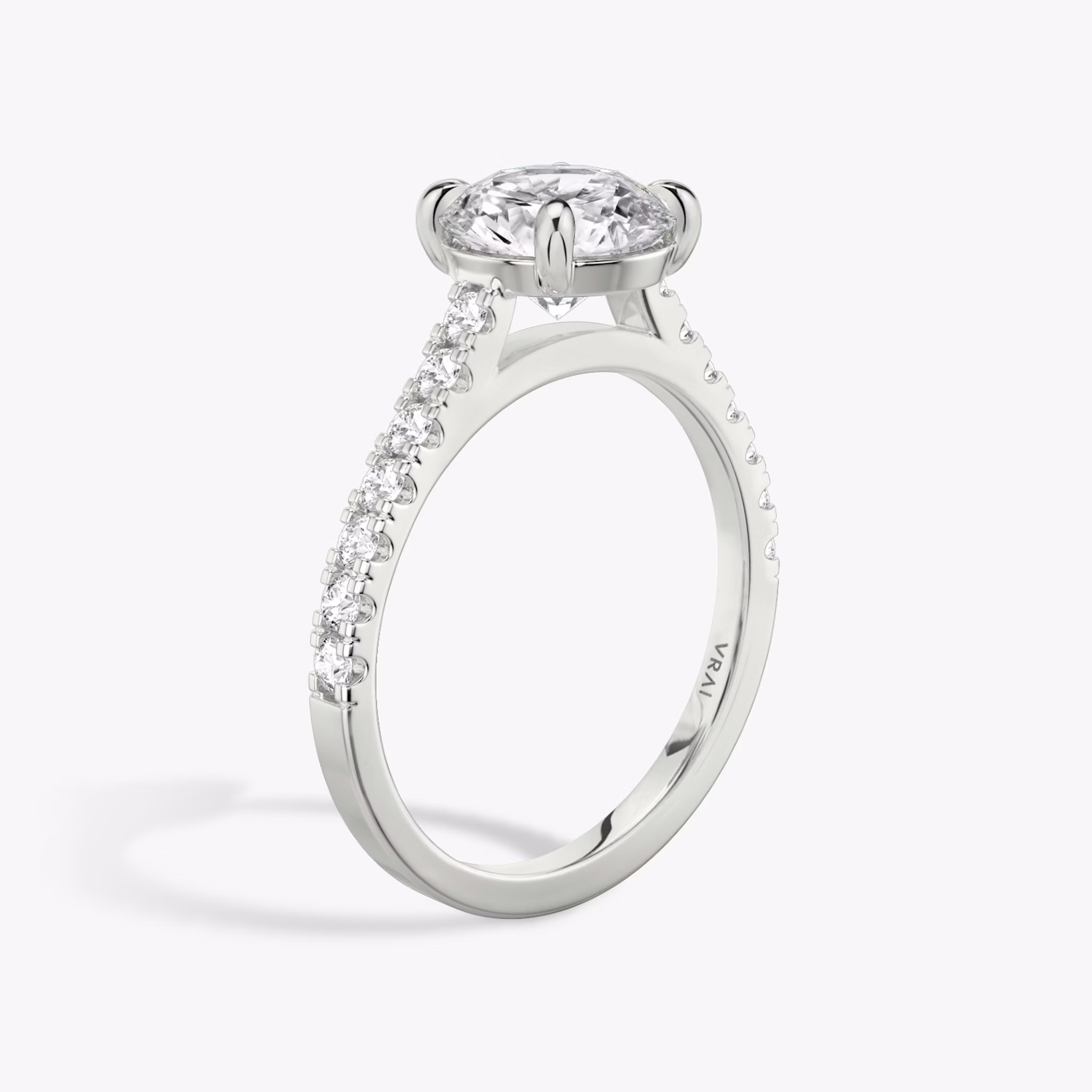 The Cathedral | Round Brilliant | 18k | White Gold | bandAccent: Pavé | caratWeight: other | diamondOrientation: vertical