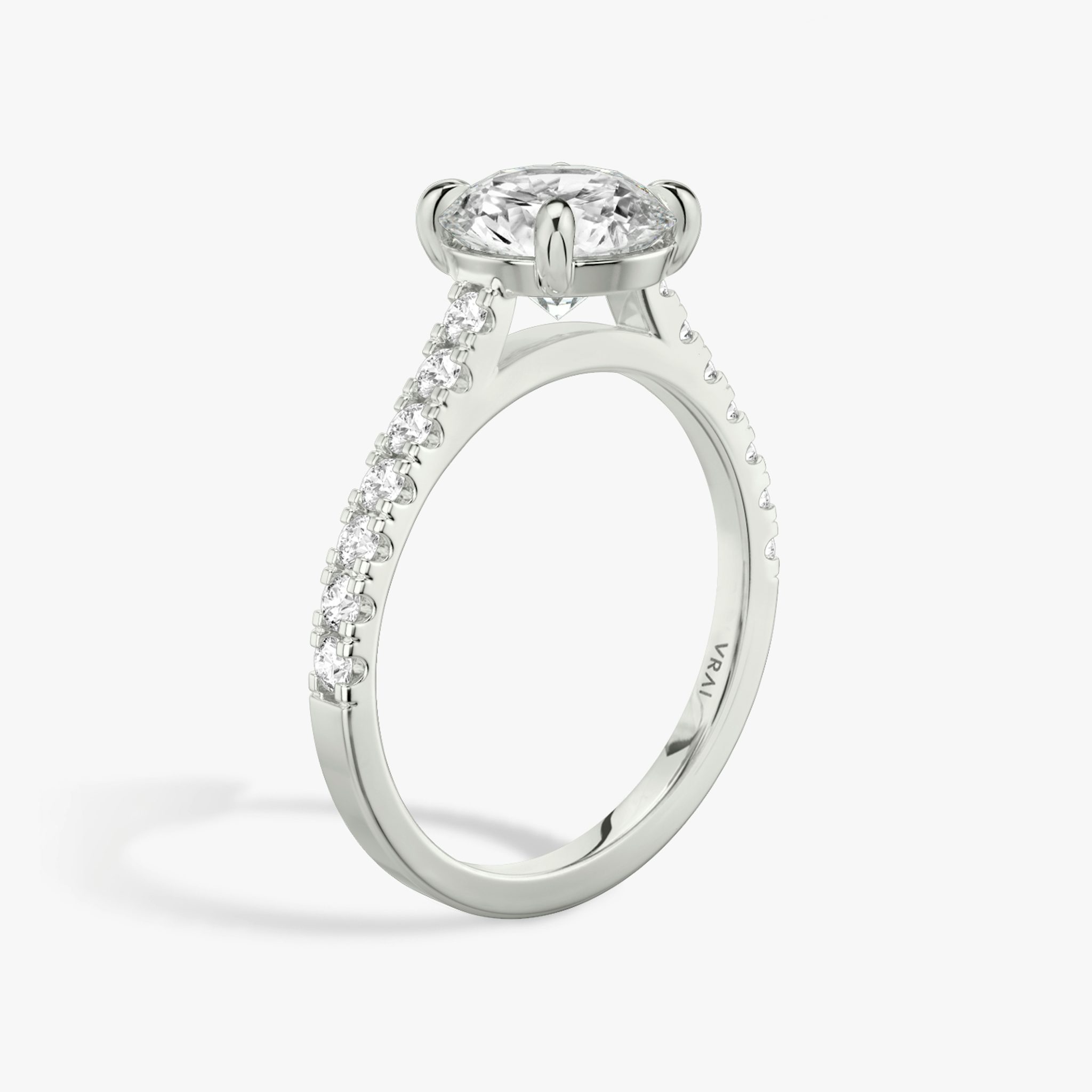 The Cathedral | Round Brilliant | 18k | White Gold | bandAccent: Pavé | caratWeight: other | diamondOrientation: vertical