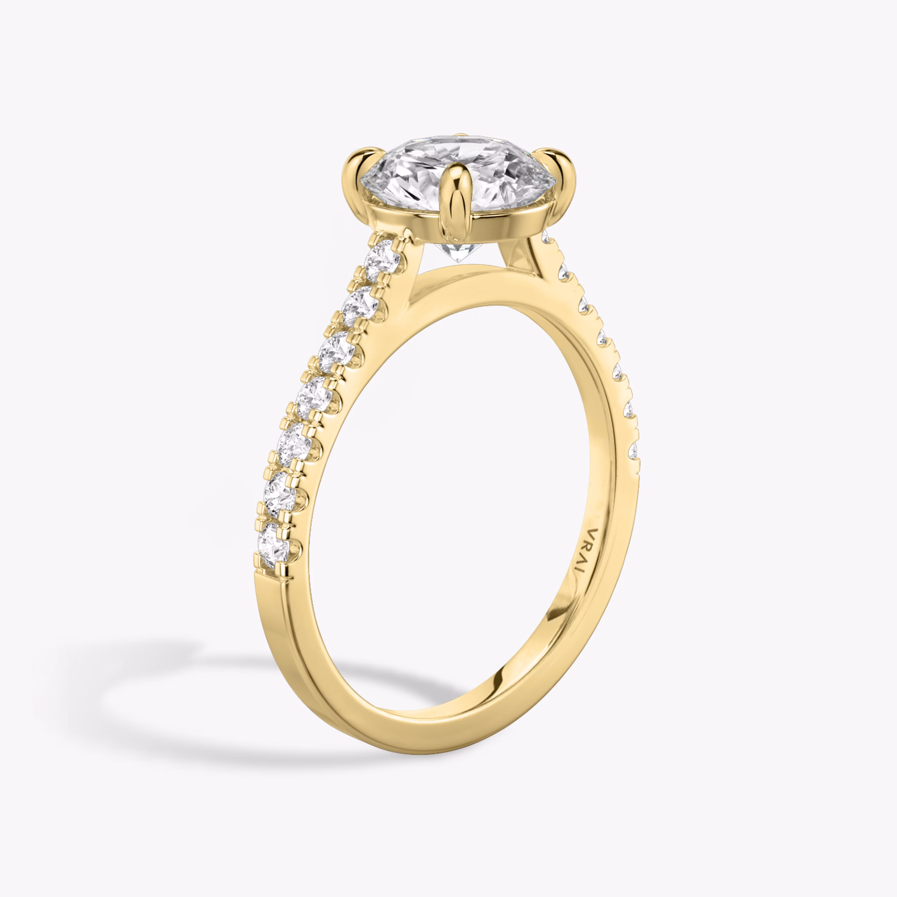 Cathedral round engagement ring