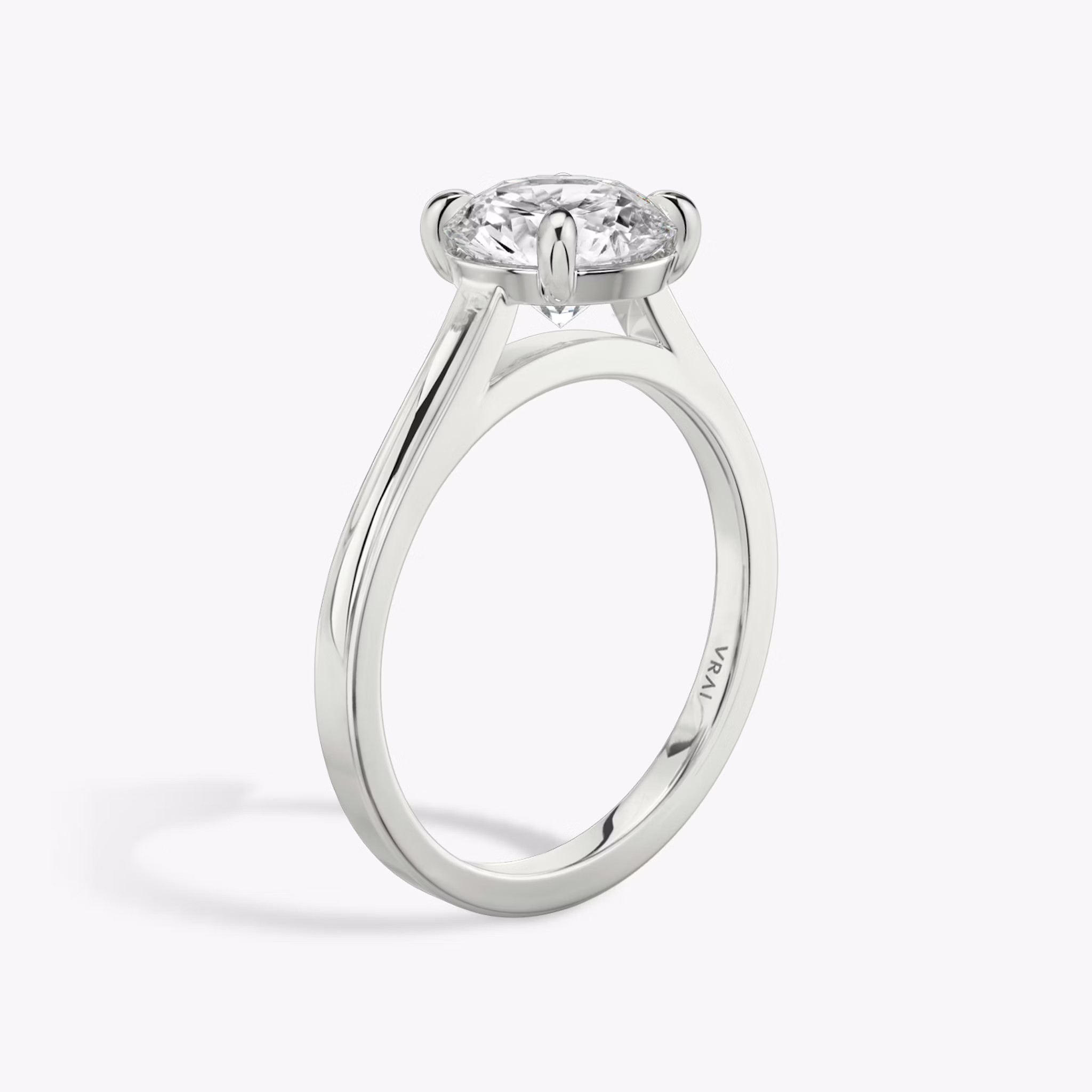 The Cathedral | Round Brilliant | 18k | White Gold | bandAccent: Plain | caratWeight: 1.0ct | diamondOrientation: vertical