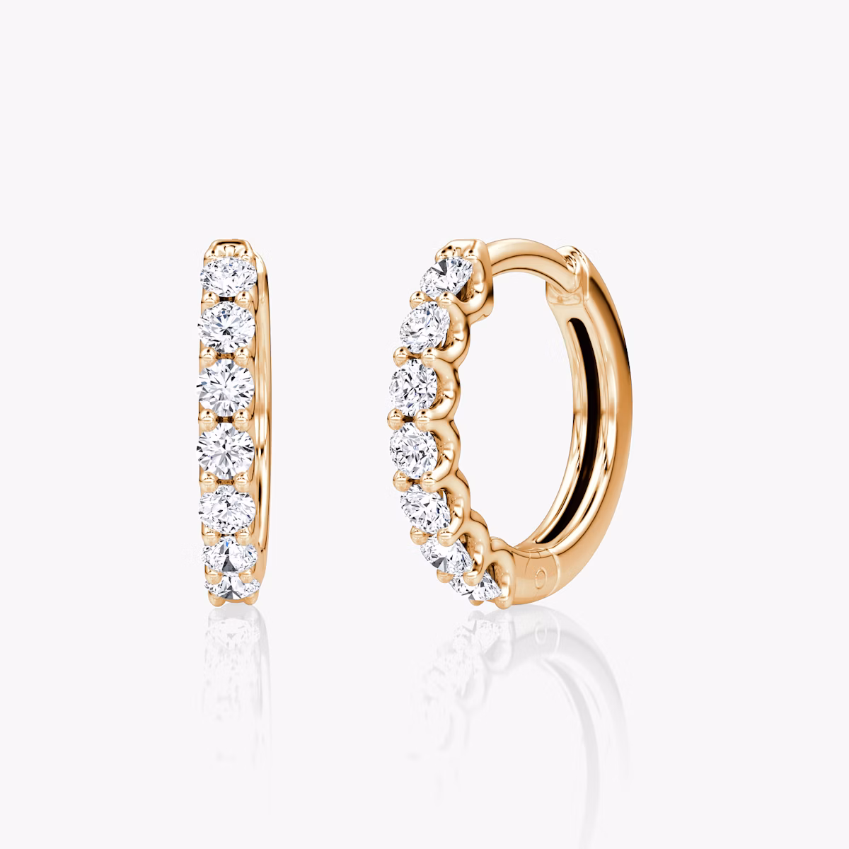 Eternity Hoop | Round Brilliant | 14k | Rose Gold | eternityStyle: half | earringSize: 12mm