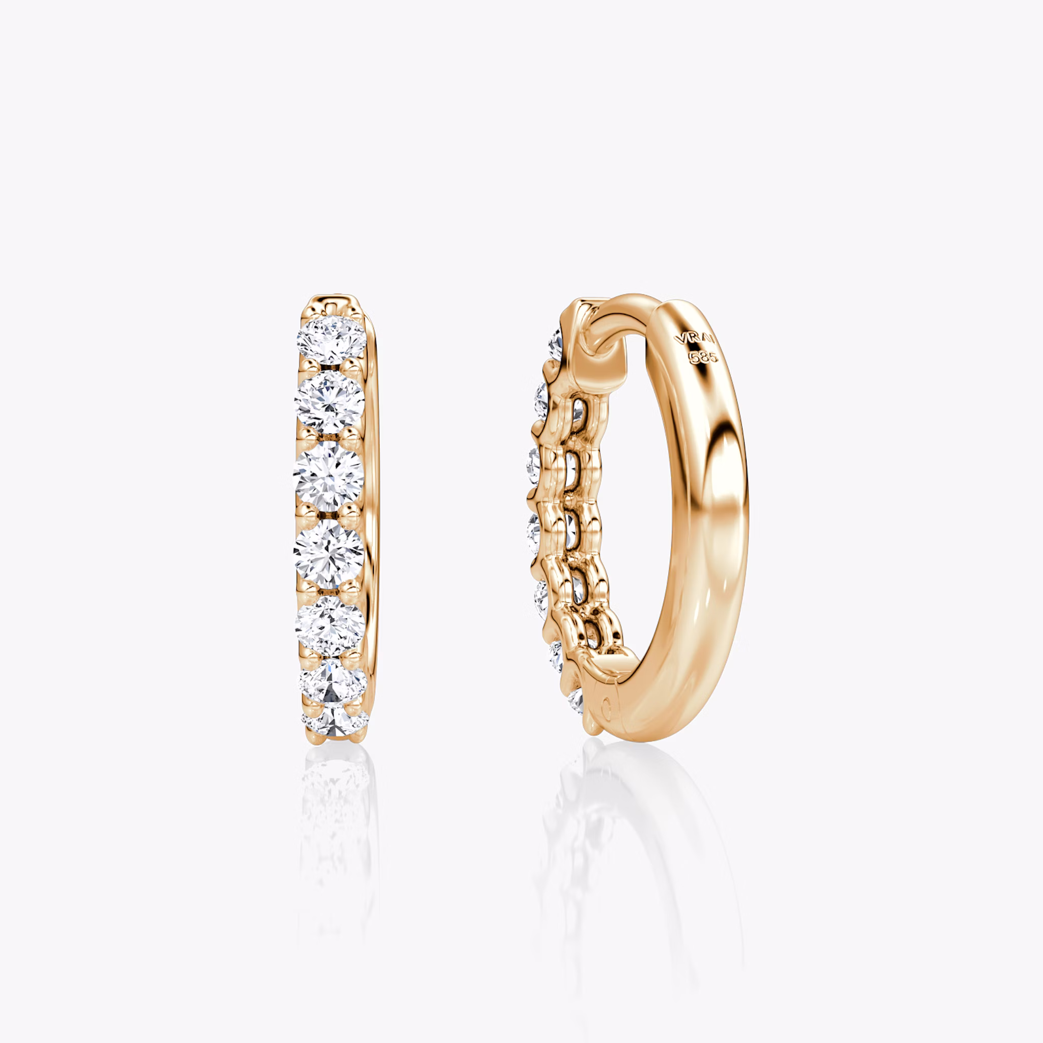 Eternity Hoop | Round Brilliant | 14k | Rose Gold | eternityStyle: half | earringSize: 12mm