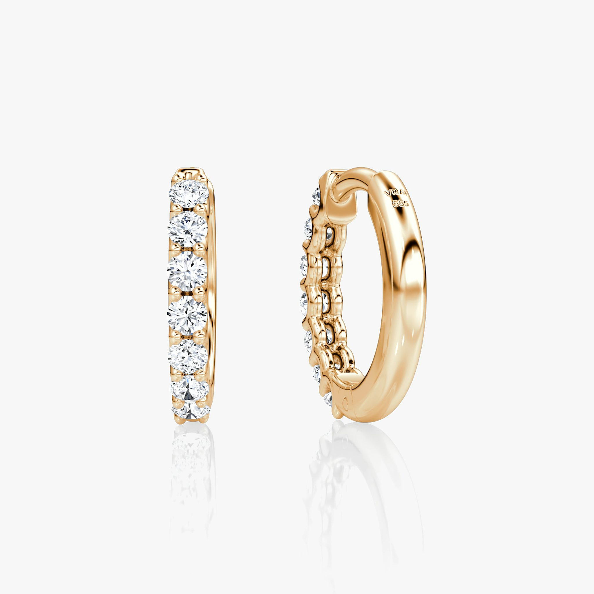 Eternity Hoop | Round Brilliant | 14k | Rose Gold | eternityStyle: half | earringSize: 12mm