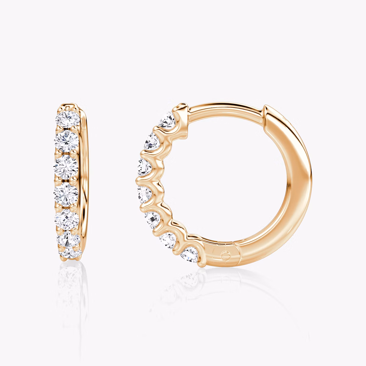 Eternity Hoop | Round Brilliant | 14k | Rose Gold | eternityStyle: half | earringSize: 12mm
