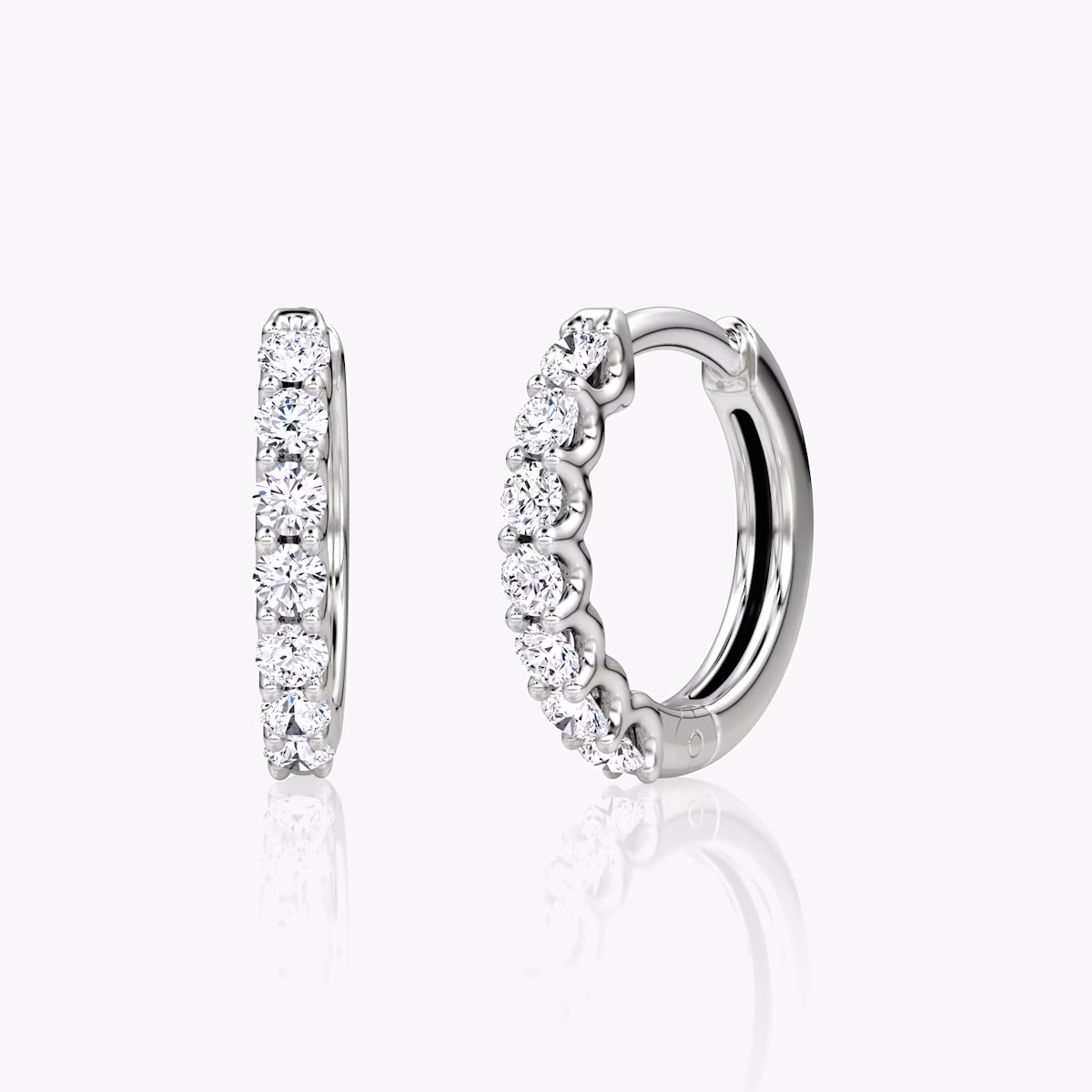 Eternity Hoop | Round Brilliant | 14k | White Gold | eternityStyle: half | earringSize: 12mm