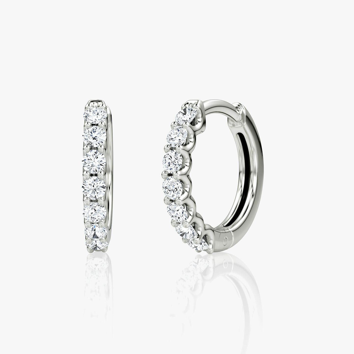 Eternity Hoop | Round Brilliant | 14k | White Gold | eternityStyle: half | earringSize: 12mm