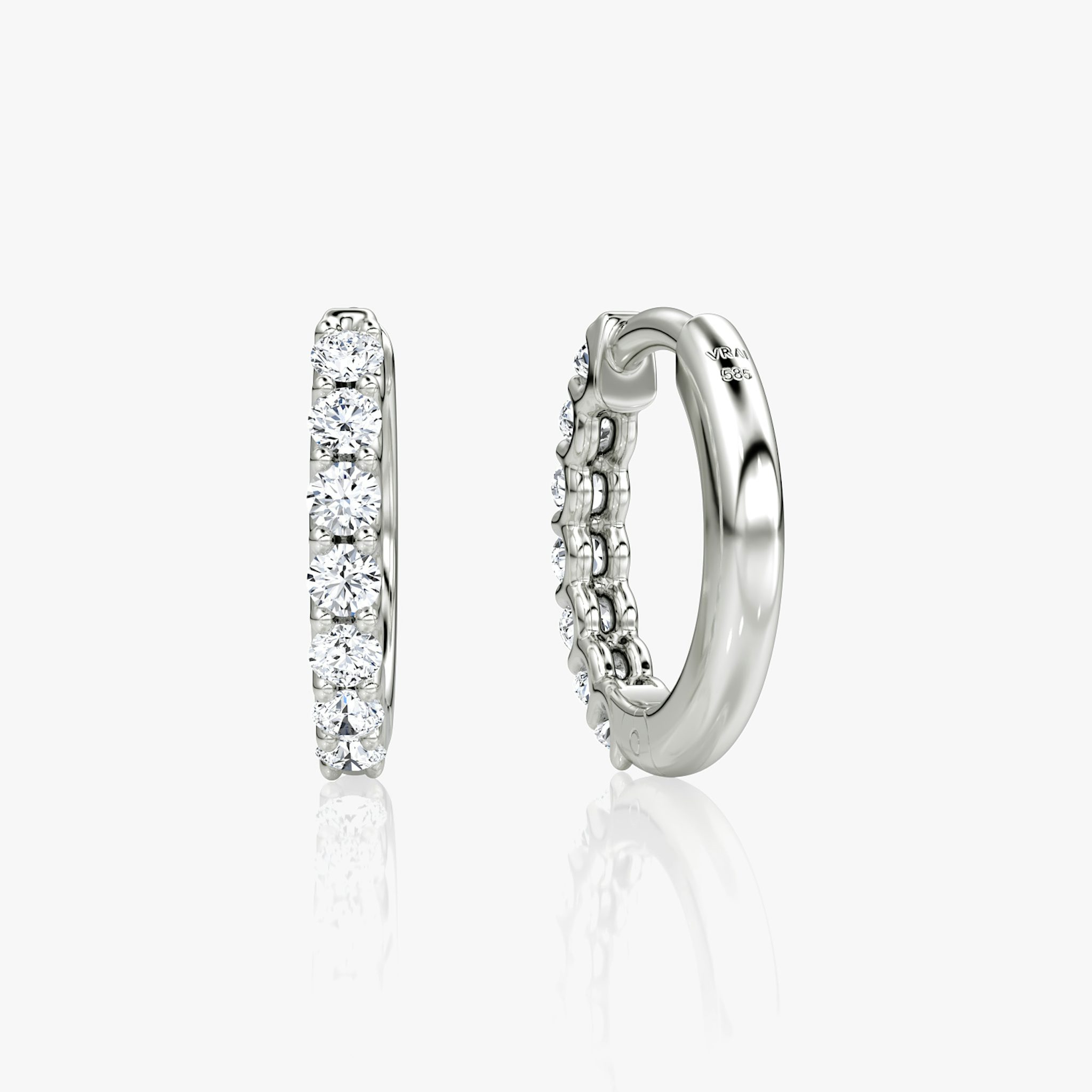 Eternity Hoop | Round Brilliant | 14k | White Gold | eternityStyle: half | earringSize: 12mm